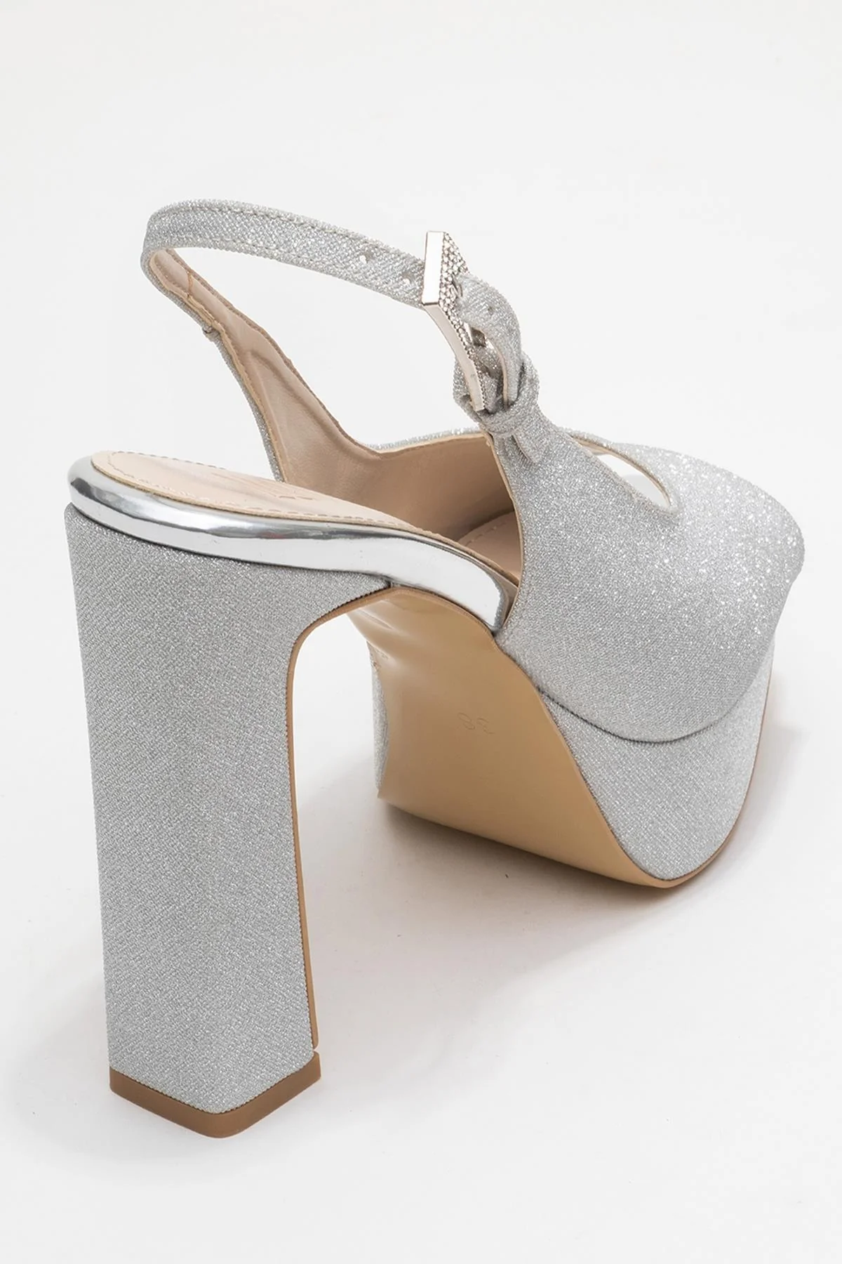 Glora - Silver Glitter Platform Heel Evening Shoe (Women) - Image 5
