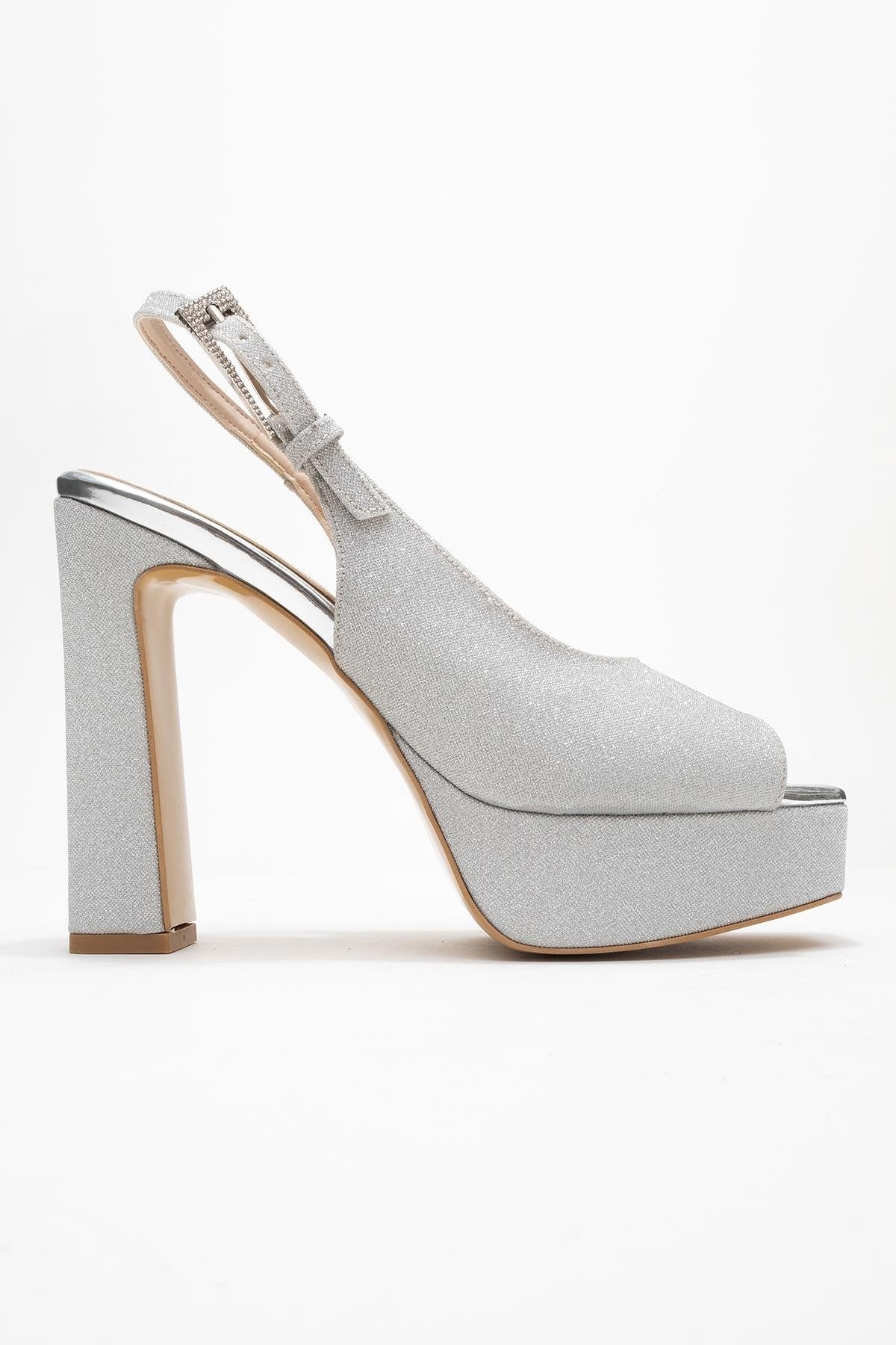 Glora - Silver Glitter Platform Heel Evening Shoe (Women) - Image 6