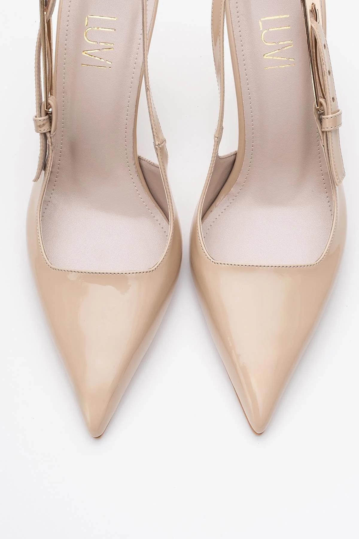Glory - Beige Patent Buckled Stiletto Pump (Women) - Image 2
