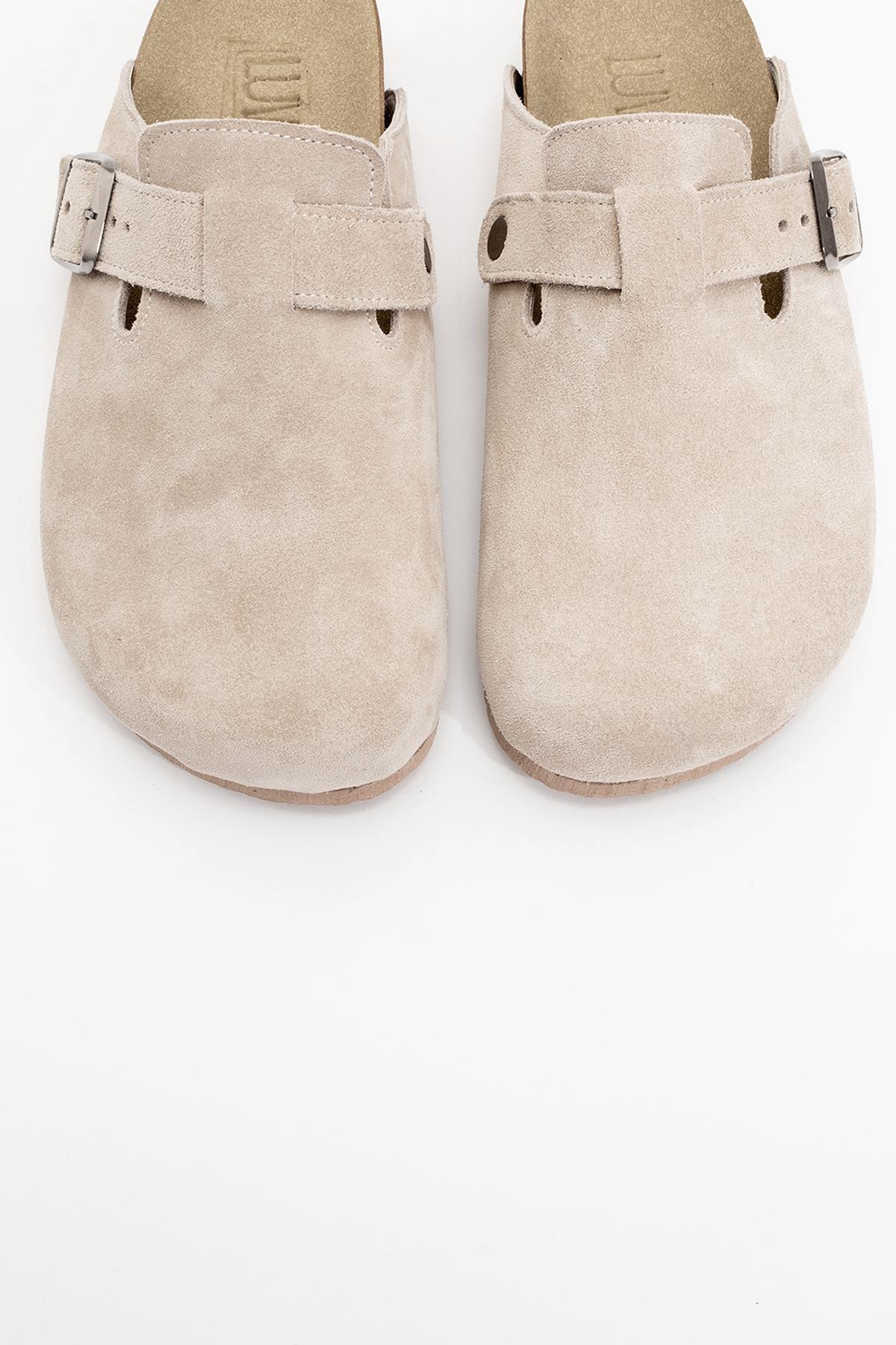 Gons - Beige Suede Leather Clogs (Women) - Image 2