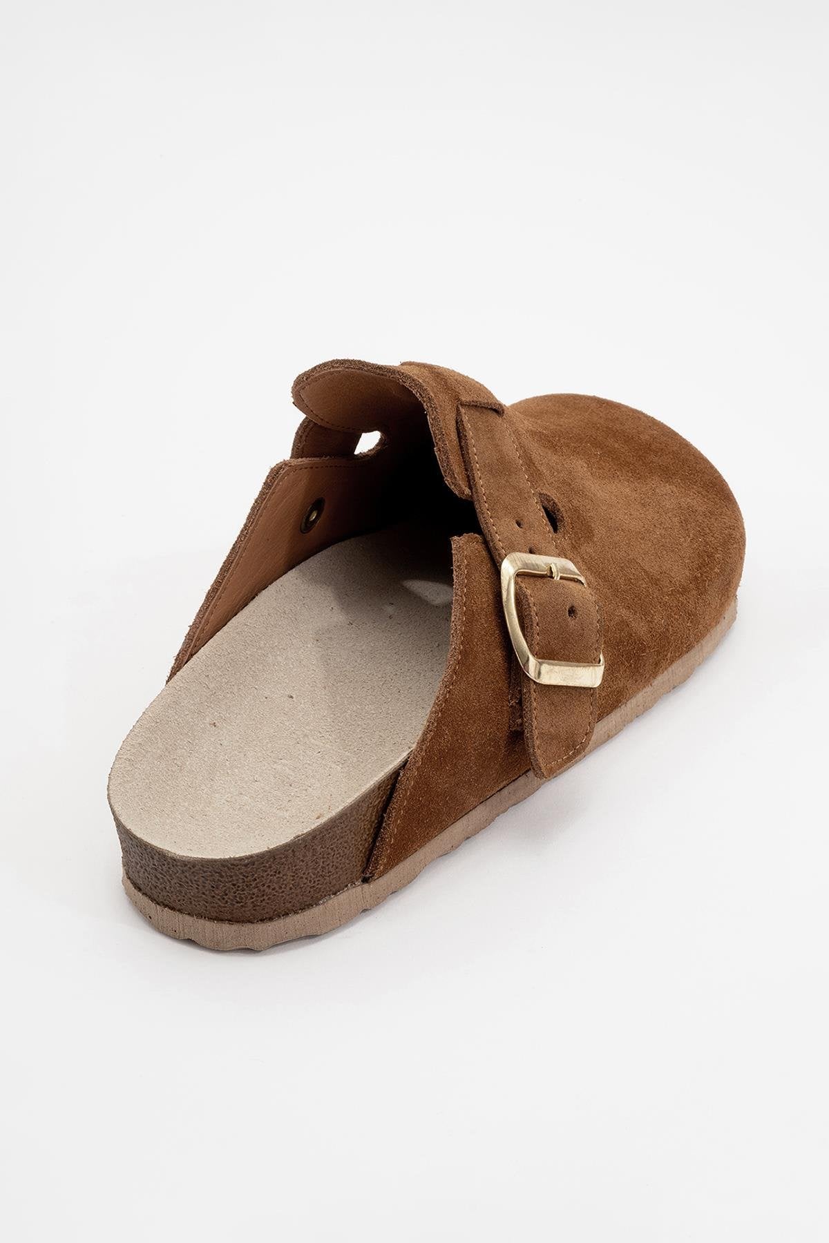 Gons - Cognac Brown Suede Leather Clogs (Women) - Image 3