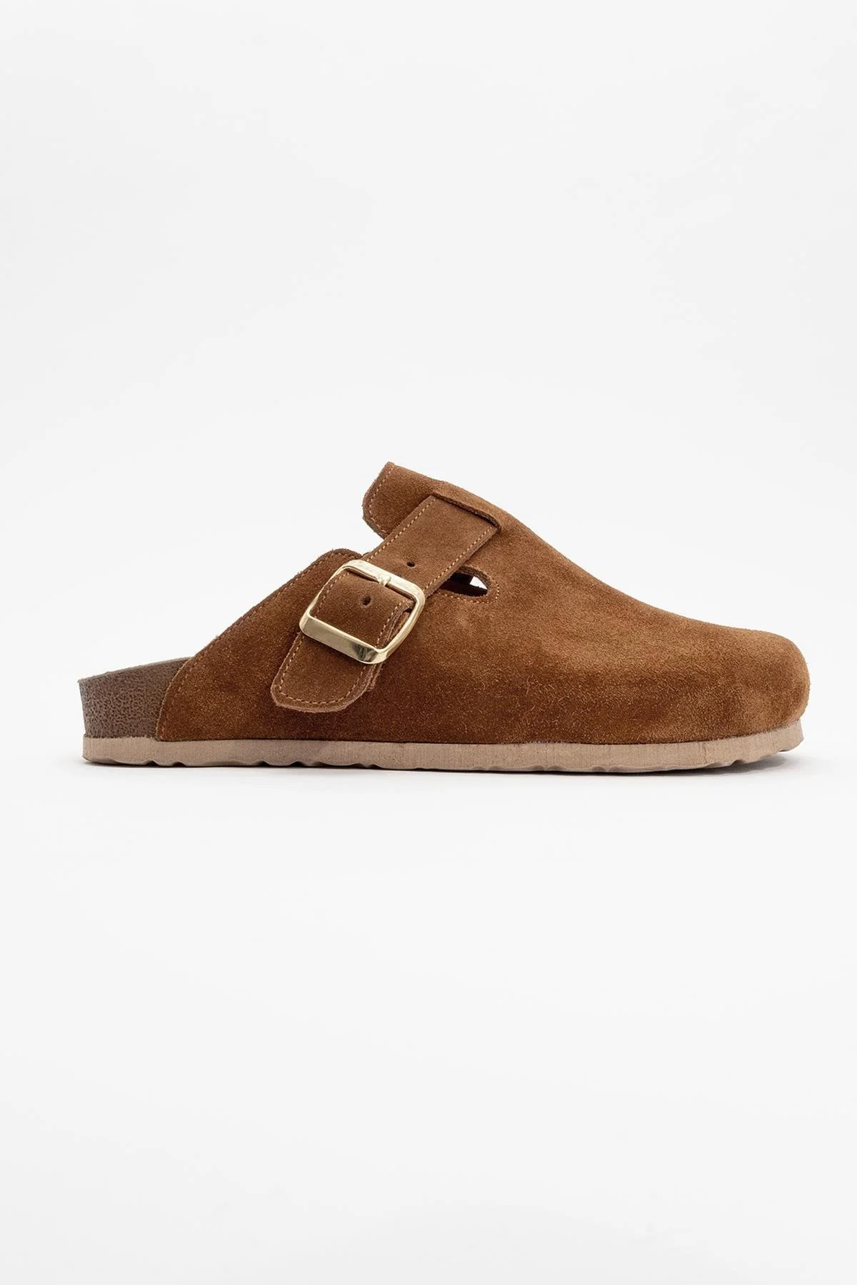 Gons - Cognac Brown Suede Leather Clogs (Women) - Image 4