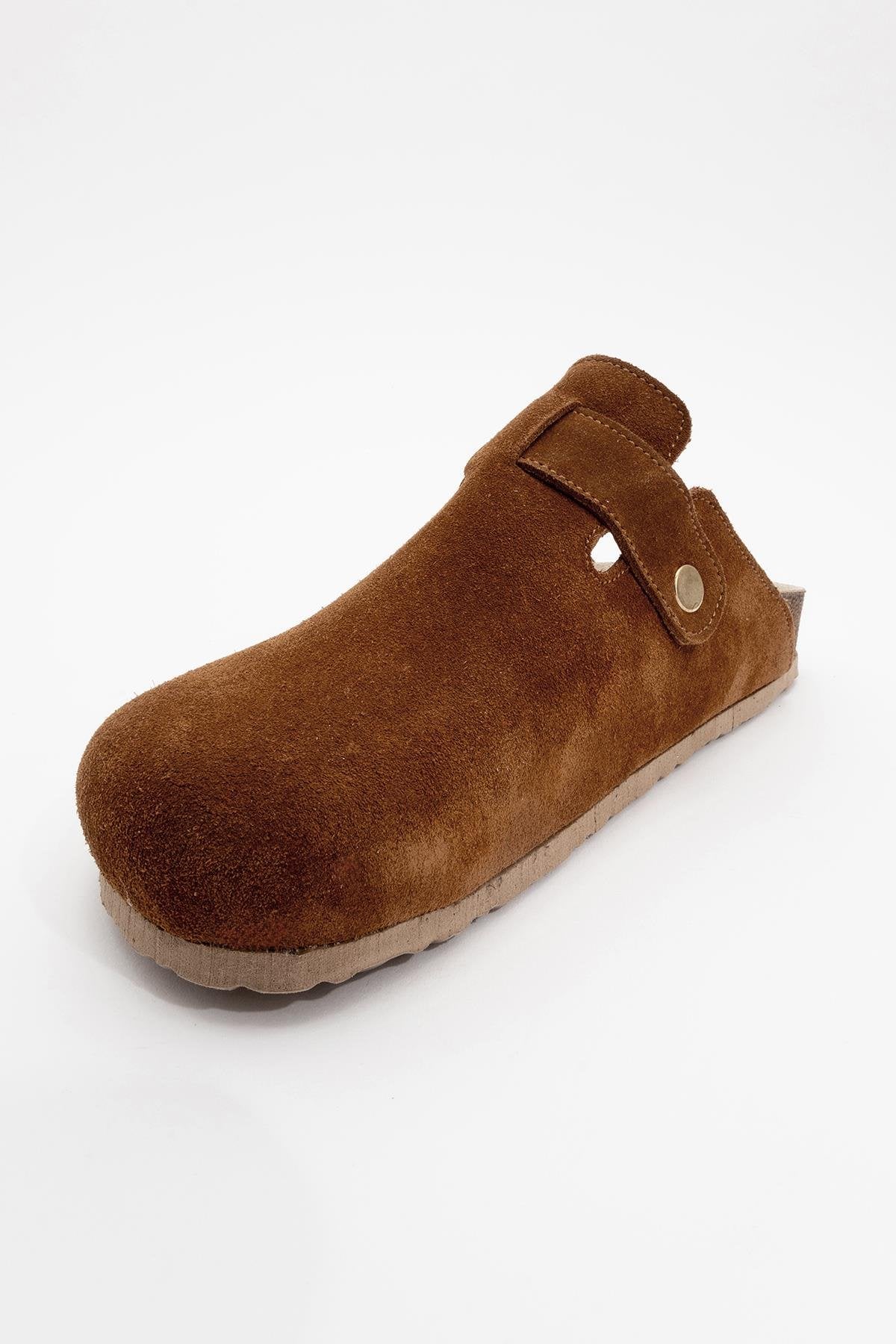 Gons - Cognac Brown Suede Leather Clogs (Women) - Image 5