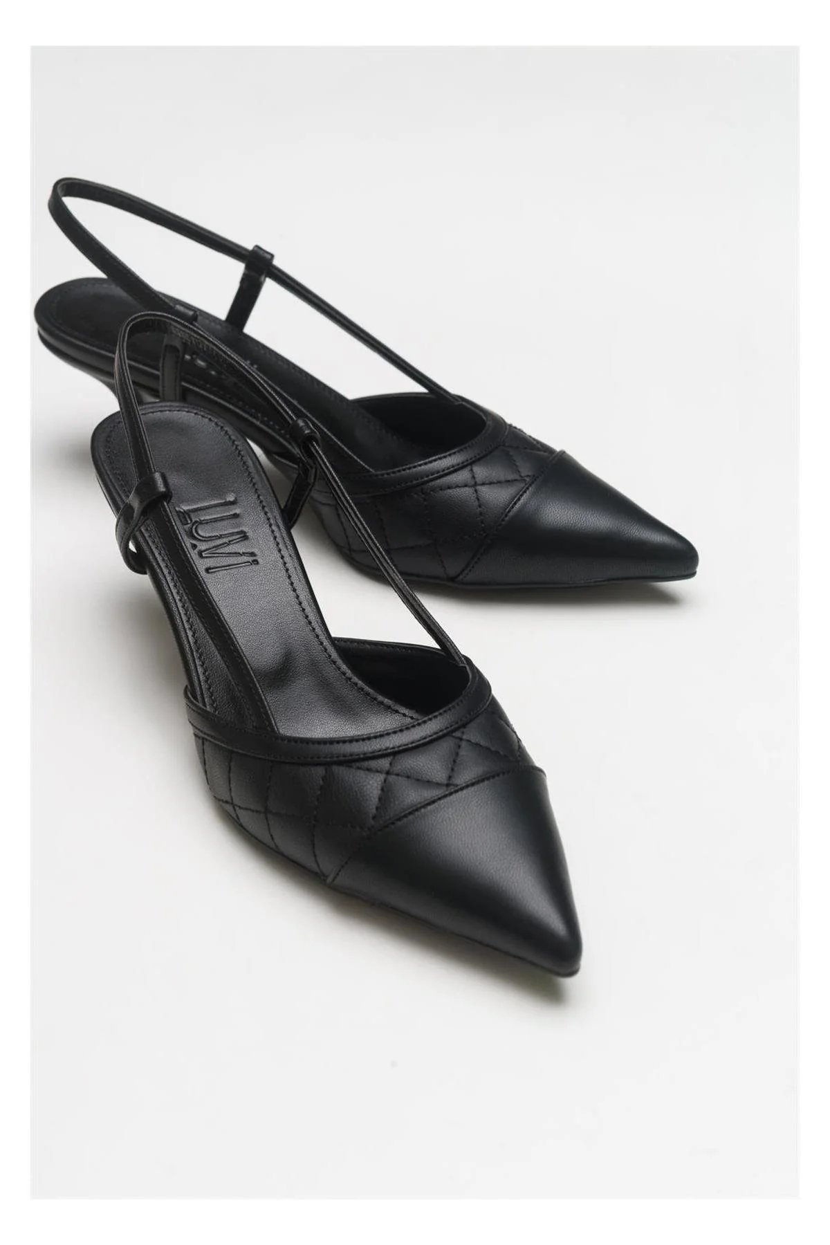 Goodge - Black Pointed Toe Backless Heeled Pump (Women) - Image 3