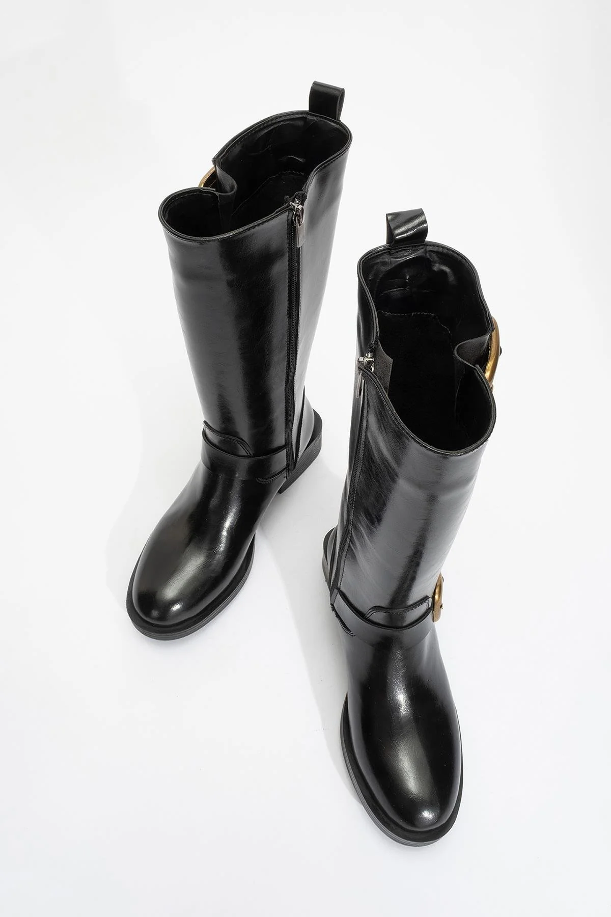 Grand - Black Gold Buckle Mid-Calf Boot (Women) - Image 2