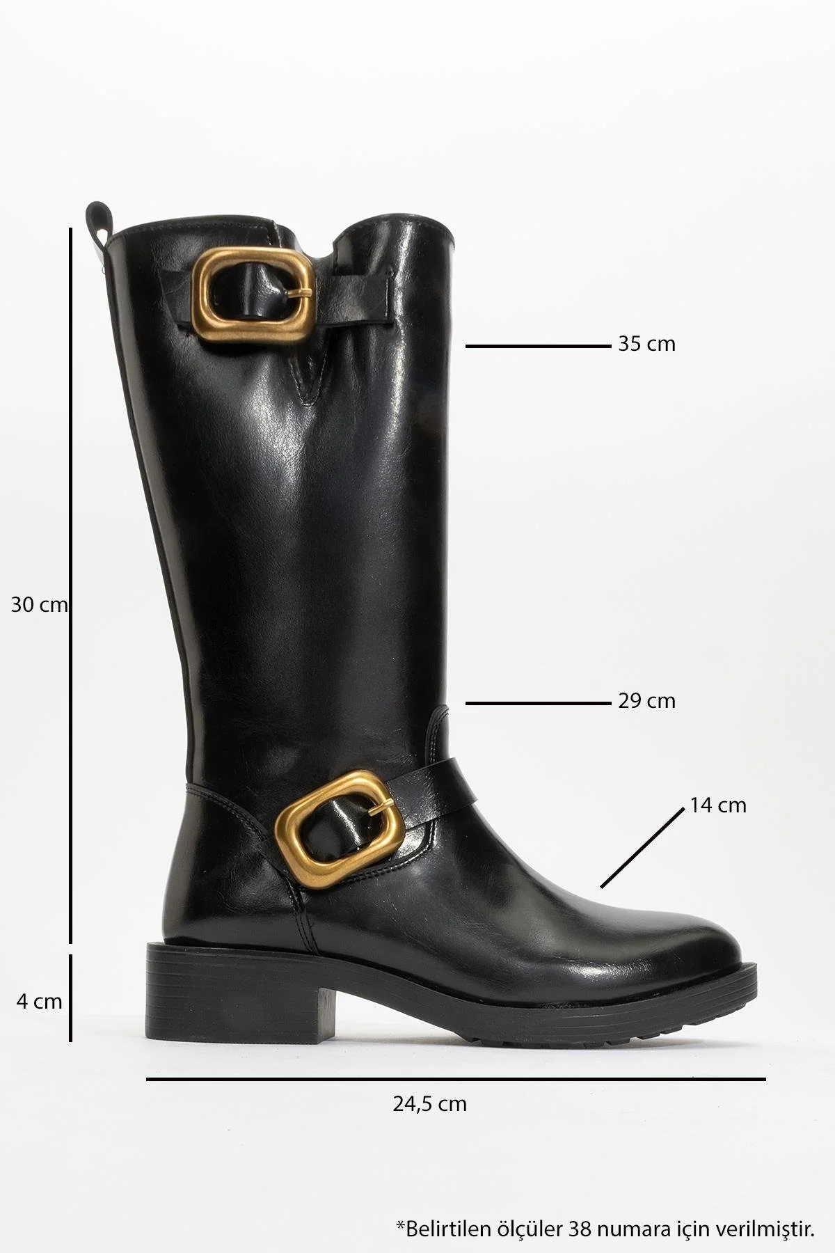 Grand - Black Gold Buckle Mid-Calf Boot (Women) - Image 4
