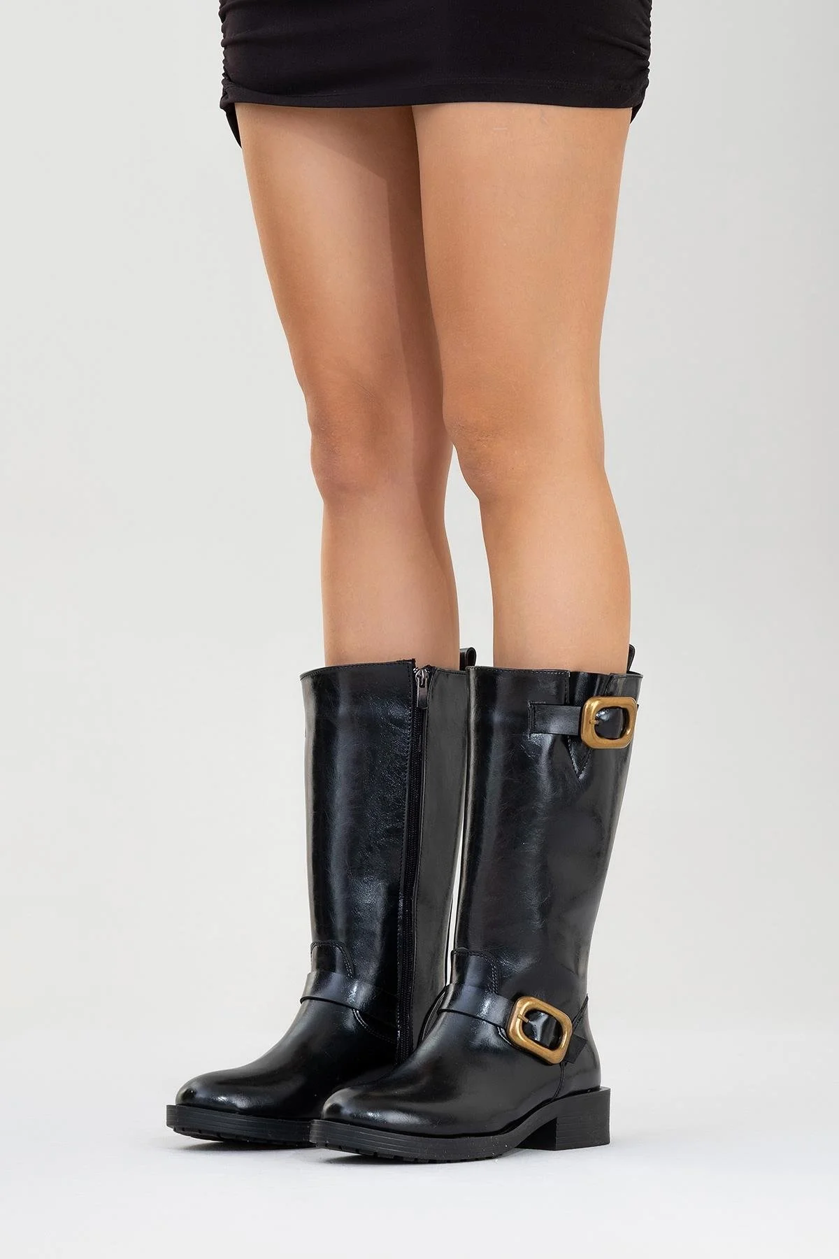 Grand - Black Gold Buckle Mid-Calf Boot (Women) - Image 6