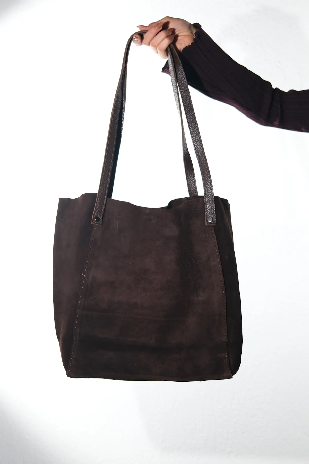 GRAZIA - Brown Genuine Suede Leather Shoulder Bag (Women)