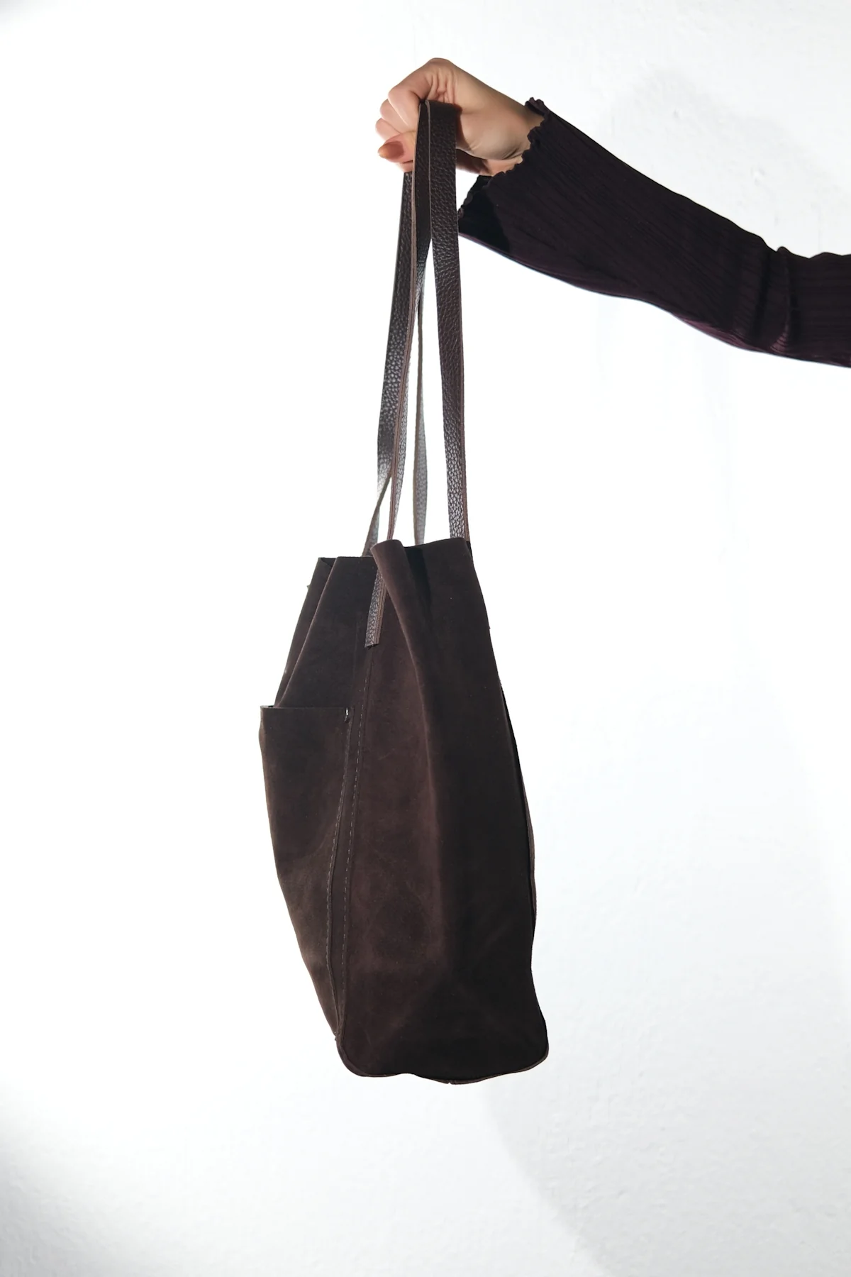 GRAZIA - Brown Genuine Suede Leather Shoulder Bag (Women) - Image 3