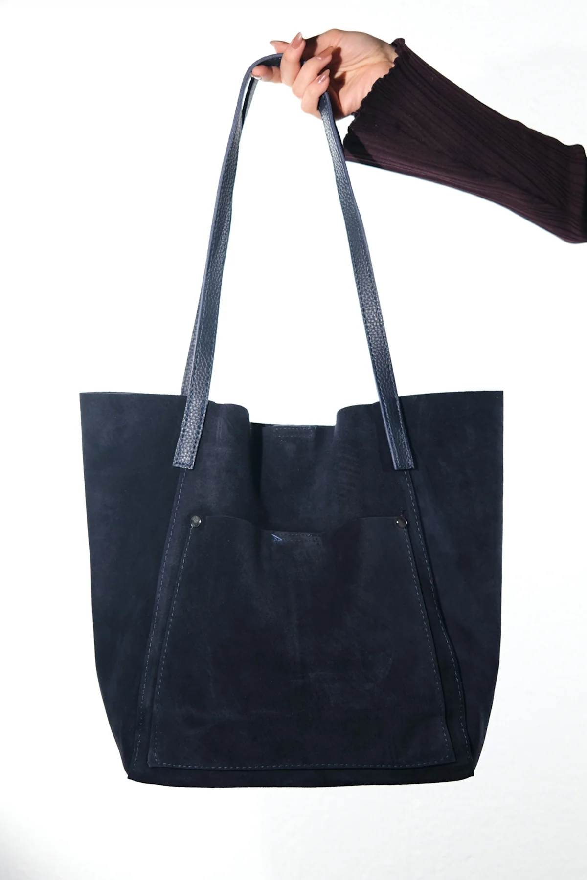 GRAZIA - Navy Genuine Leather Shoulder Bag (Women) - Image 2
