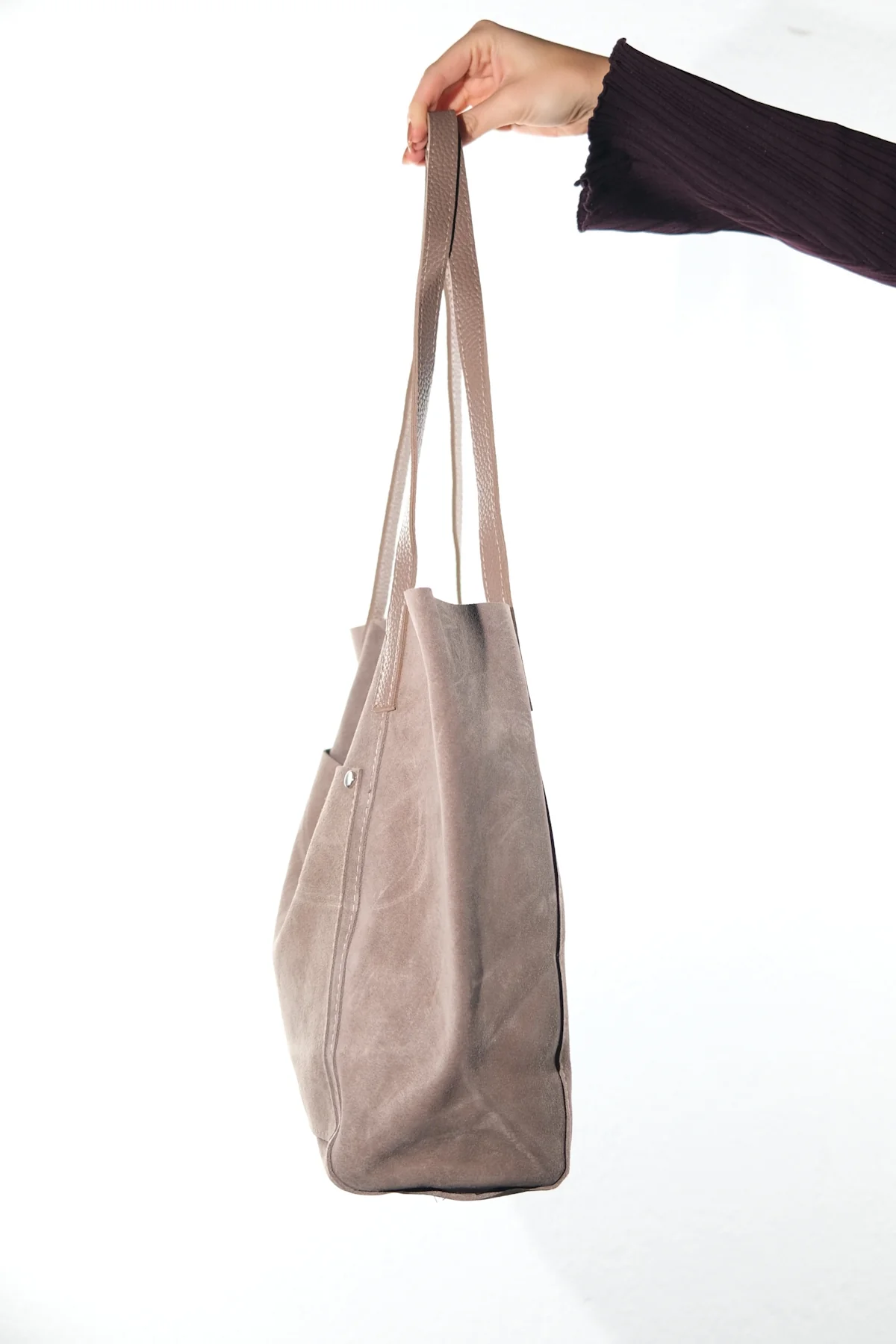 GRAZIA - Taupe Genuine Leather Shoulder Bag (Women) - Image 4