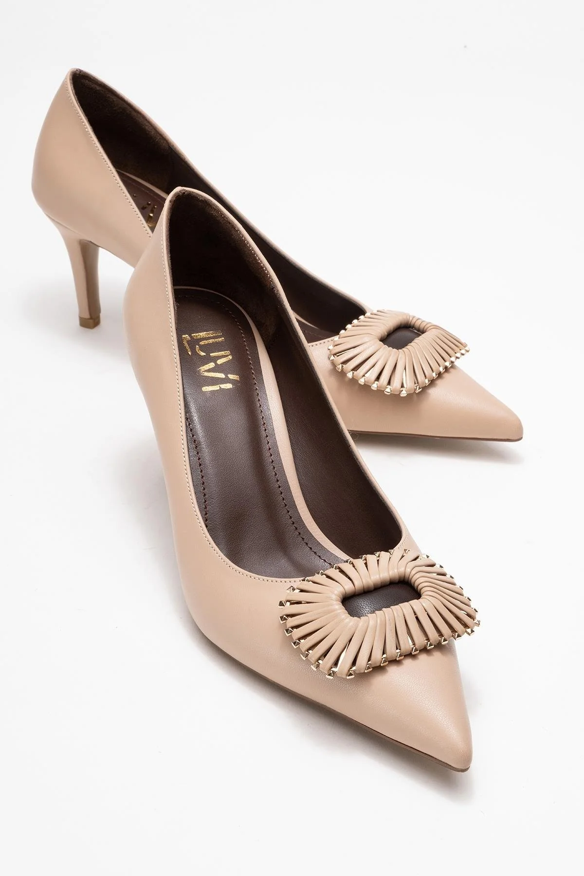 Great - Beige Brown Buckle Heeled Shoe (Women)
