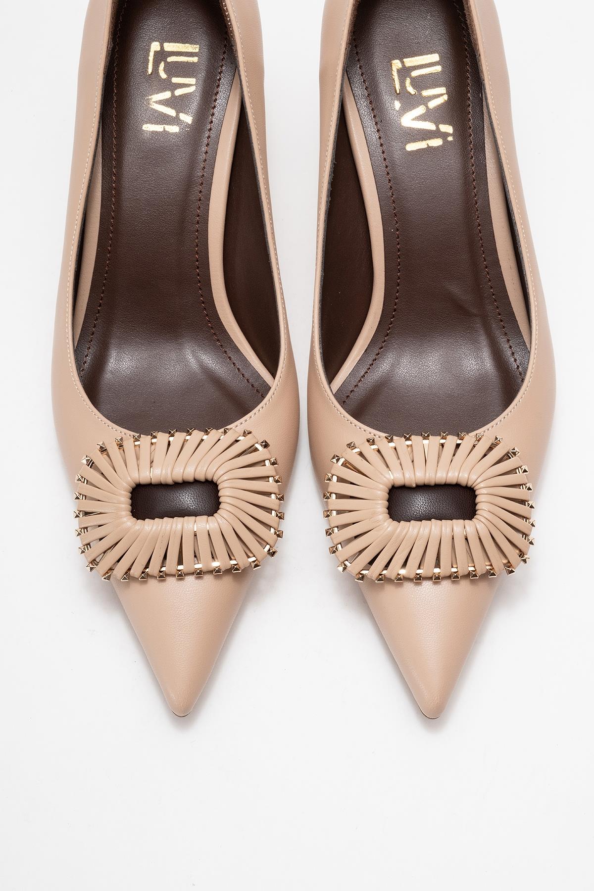 Great - Beige Brown Buckle Heeled Shoe (Women) - Image 2