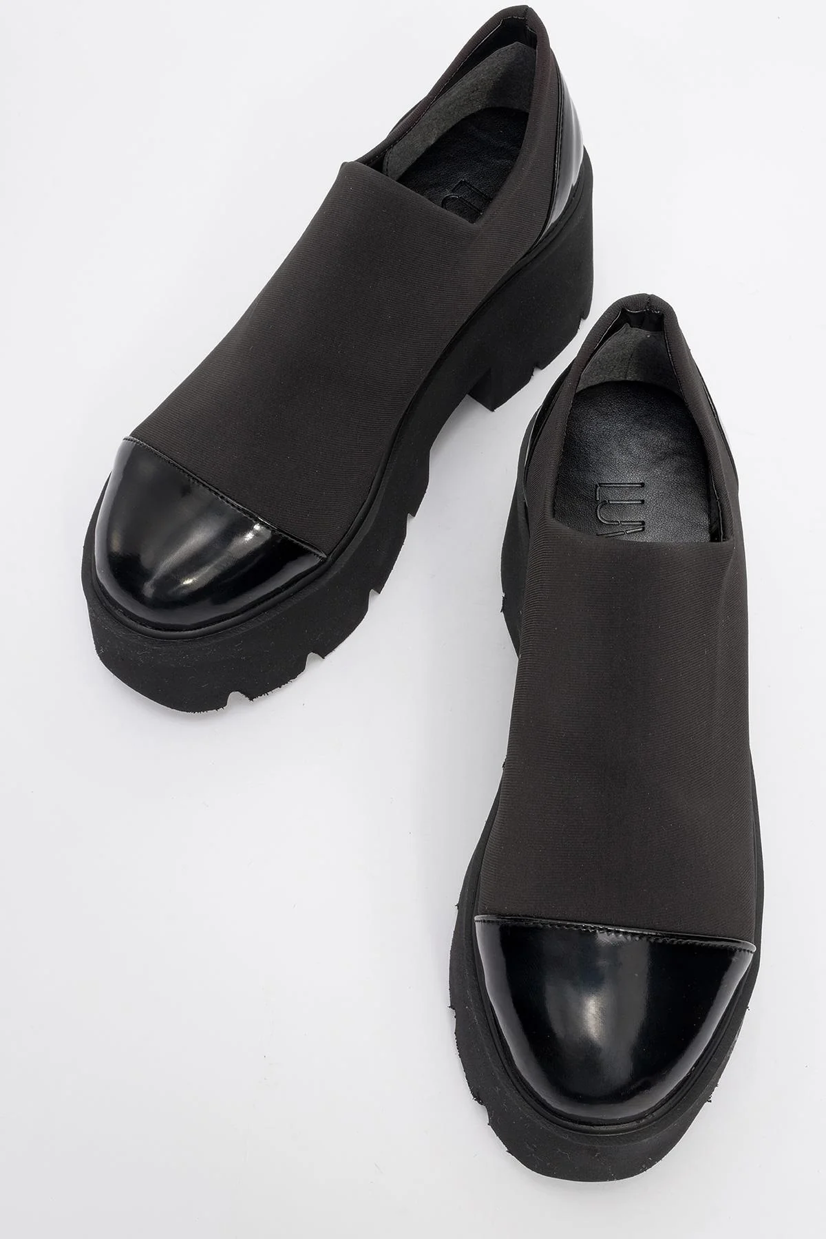 Grena - Black Patent Scuba Chunky Platform Casual Shoe (Women) - Image 2
