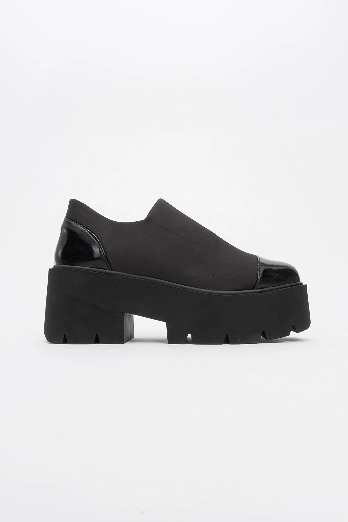 Grena - Black Patent Scuba Chunky Platform Casual Shoe (Women) - Image 4