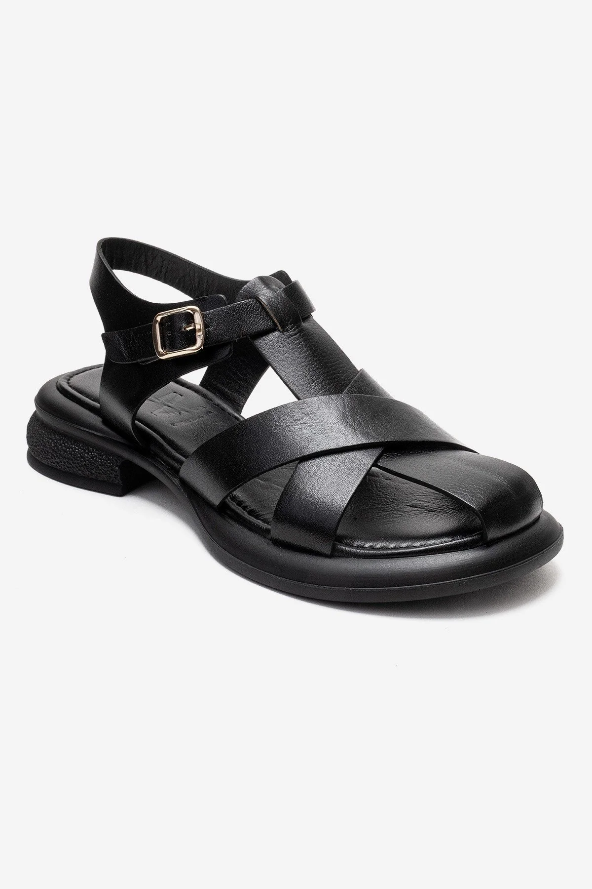 GUIDO - Black Genuine Leather Sandal (Women) - Image 3