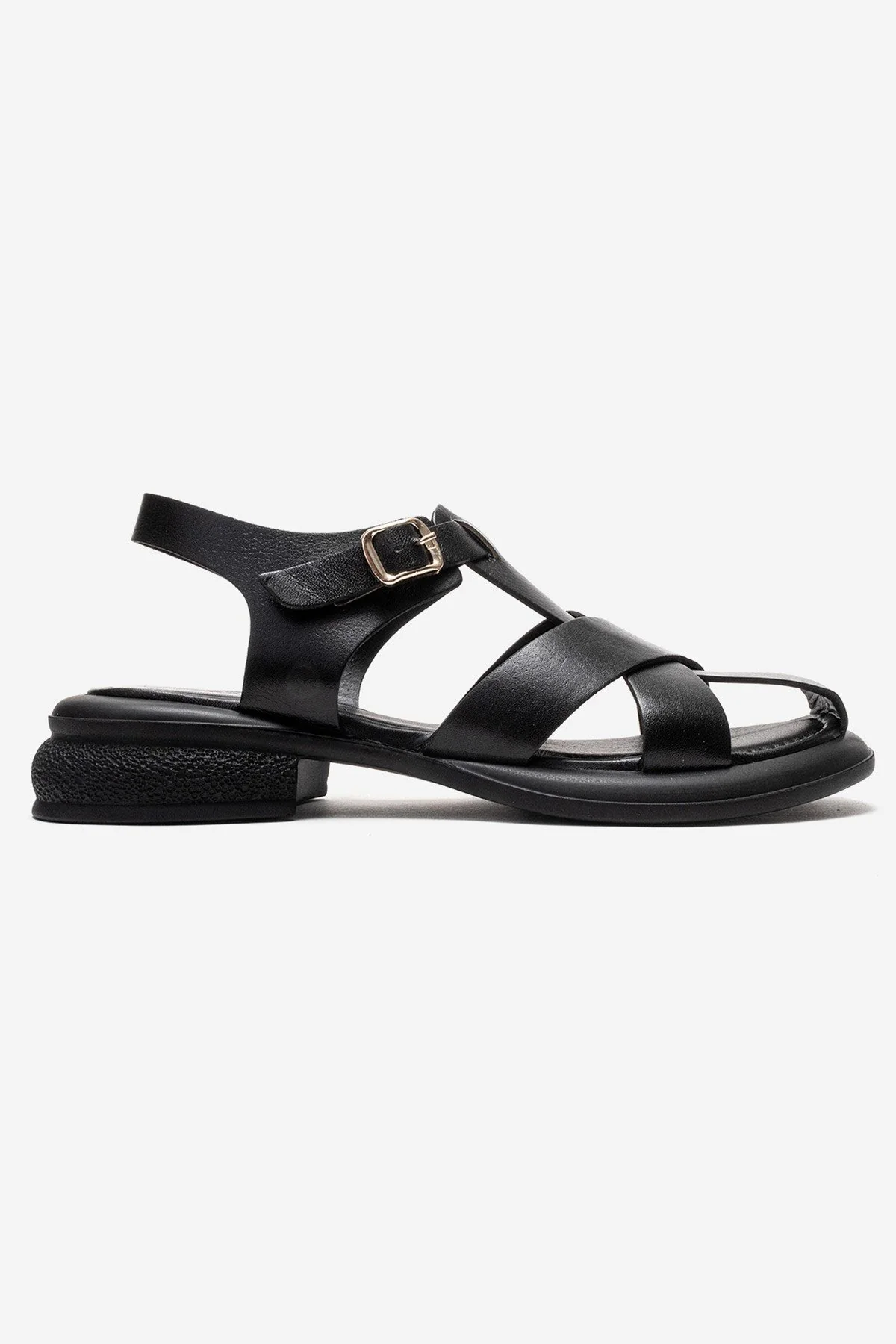 GUIDO - Black Genuine Leather Sandal (Women) - Image 4
