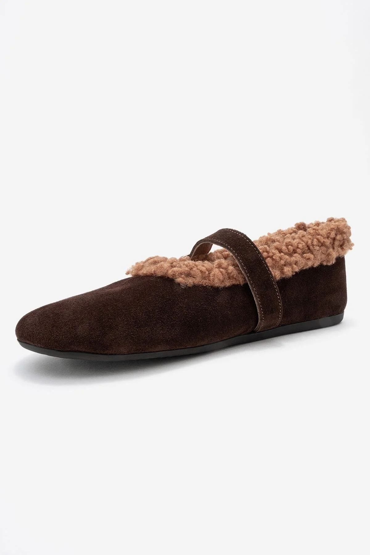 Guin - Brown Suede Genuine Leather Buckle Ballet Flat (Women) - Image 4