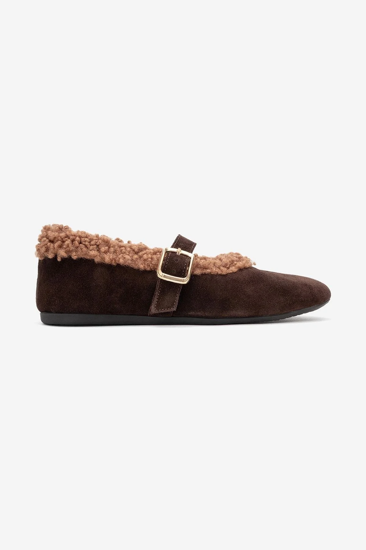 Guin - Brown Suede Genuine Leather Buckle Ballet Flat (Women) - Image 6