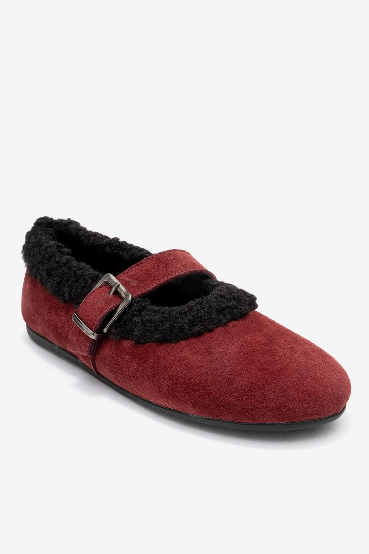 Guin - Burgundy Suede Genuine Leather Ballet Flat (Women) - Image 3