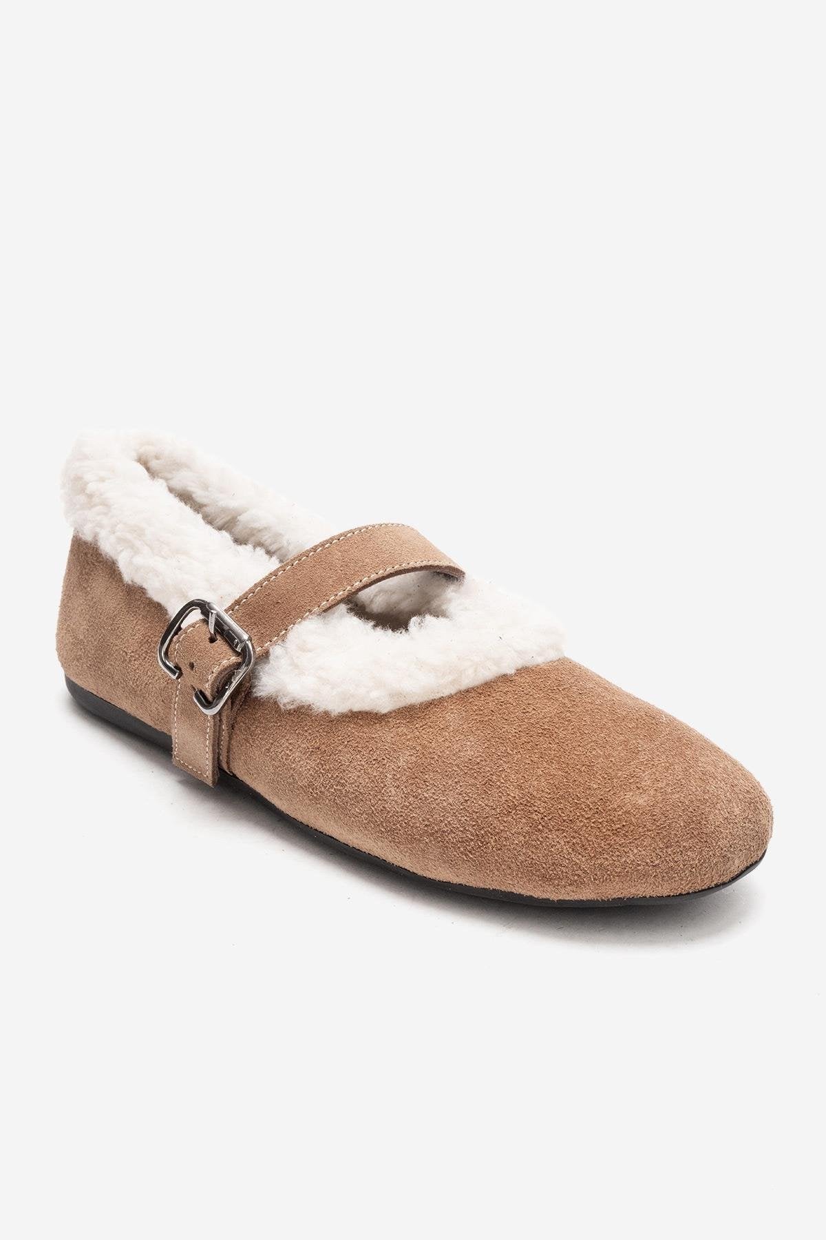 GUIN - Taupe Genuine Suede Leather Ballet Flat (Women) - Image 3