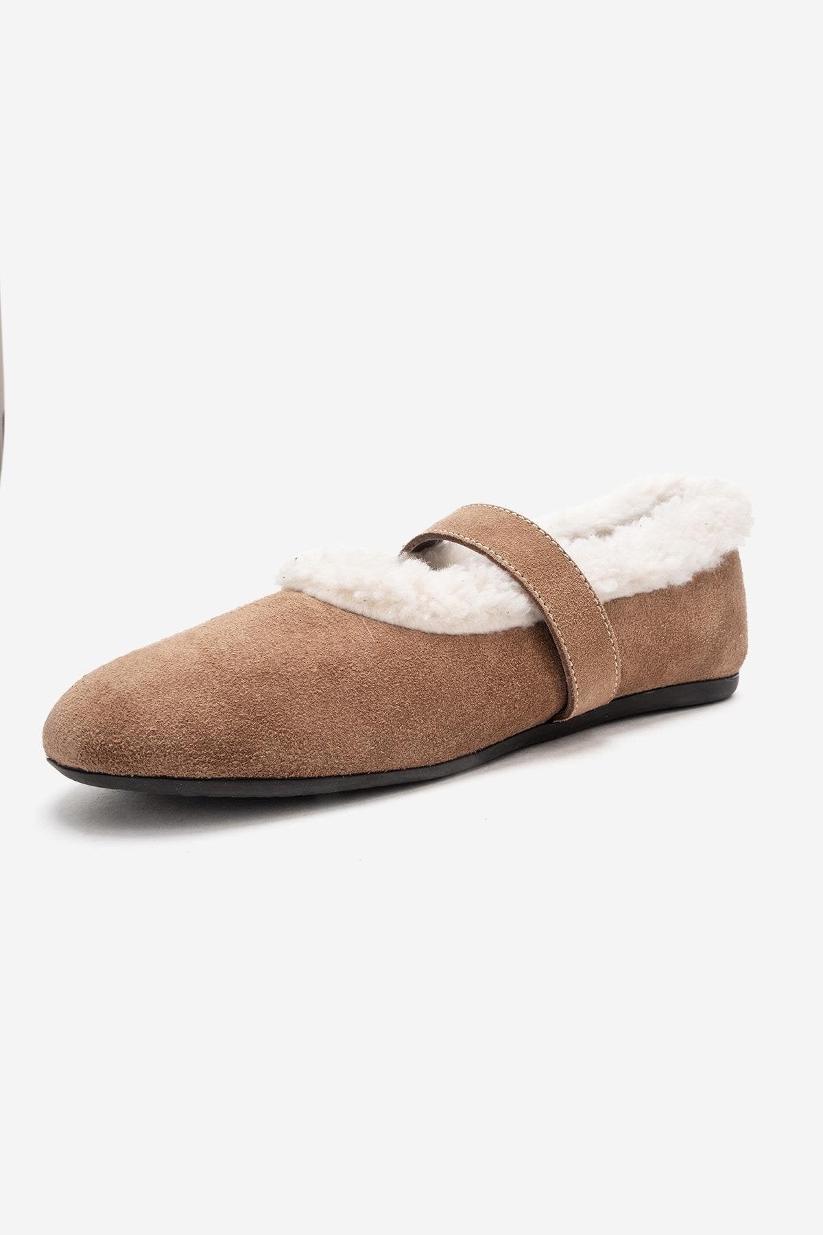 GUIN - Taupe Genuine Suede Leather Ballet Flat (Women) - Image 4