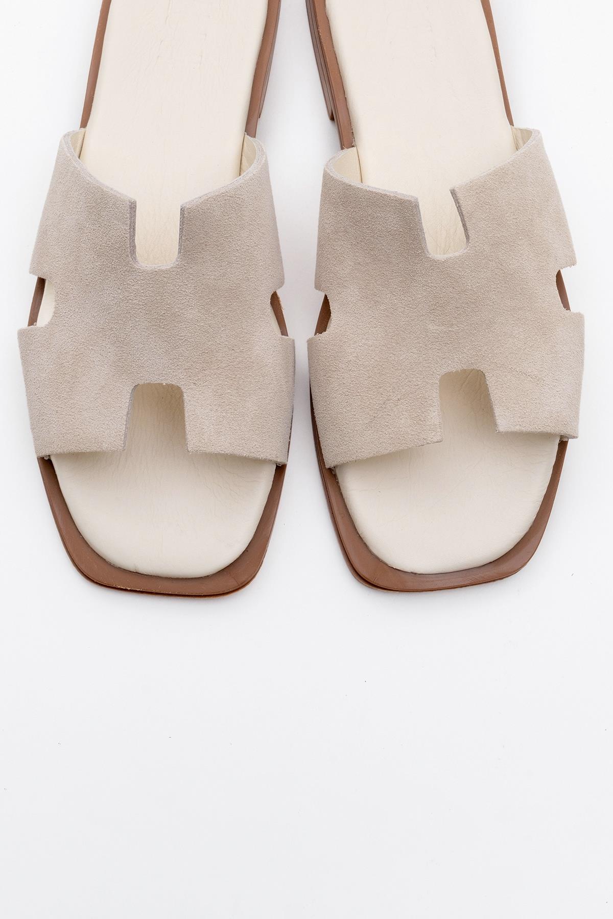 Handy - Beige Genuine Leather Slipper (Women) - Image 2