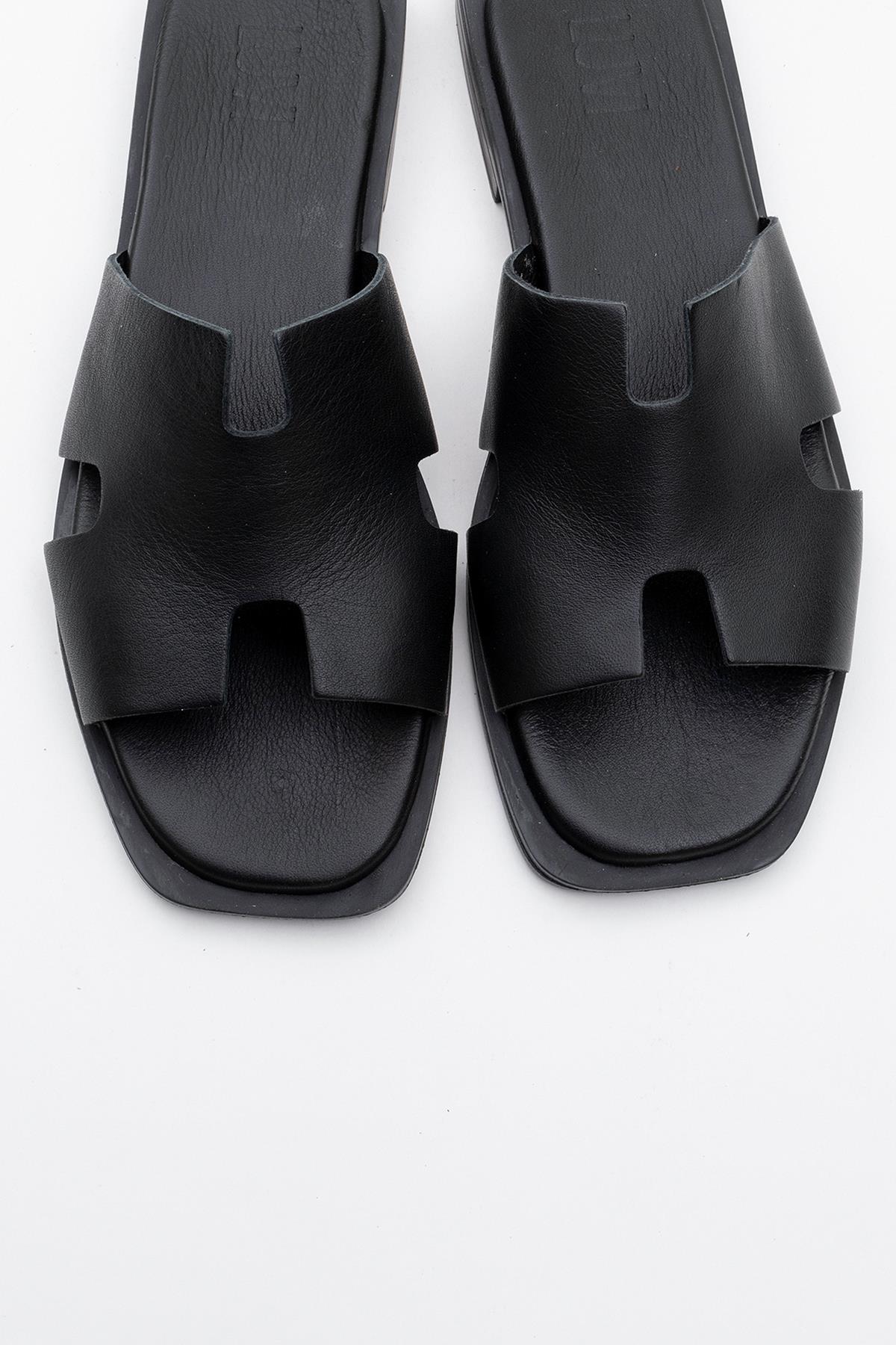 Handy - Black Genuine Leather Slipper (Women) - Image 2
