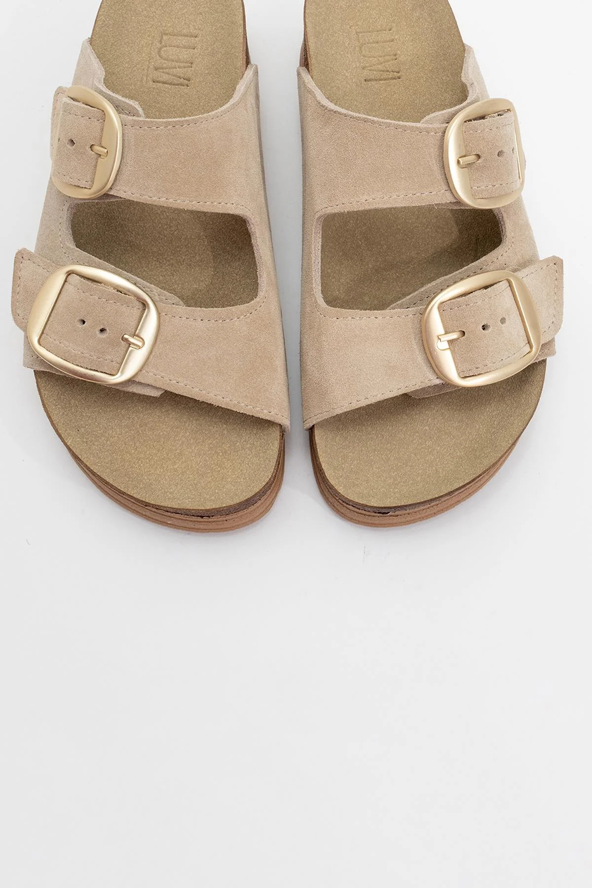 Harbor - Beige Suede Leather Two-Strap Sandal (Women) - Image 2