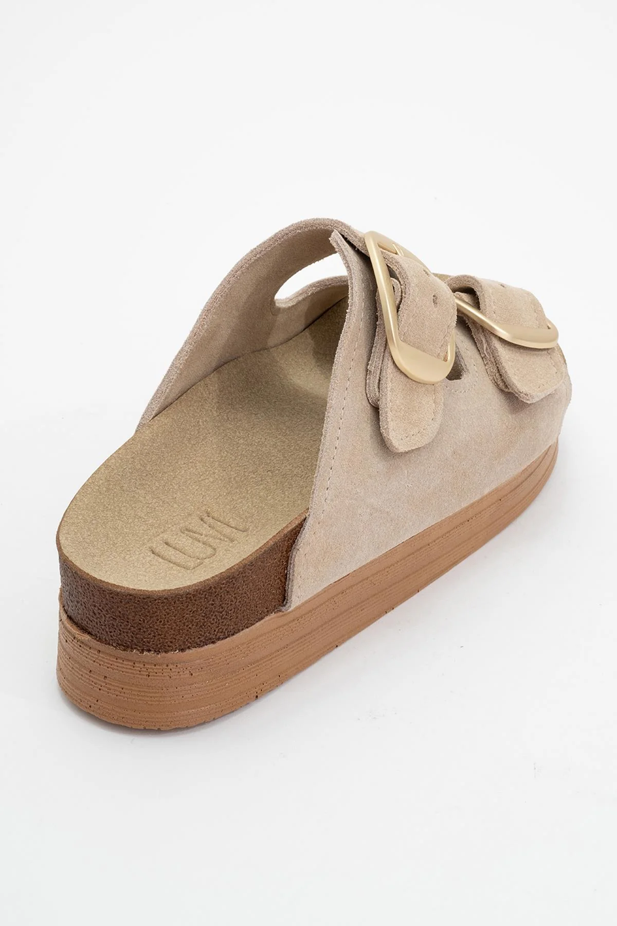 Harbor - Beige Suede Leather Two-Strap Sandal (Women) - Image 3