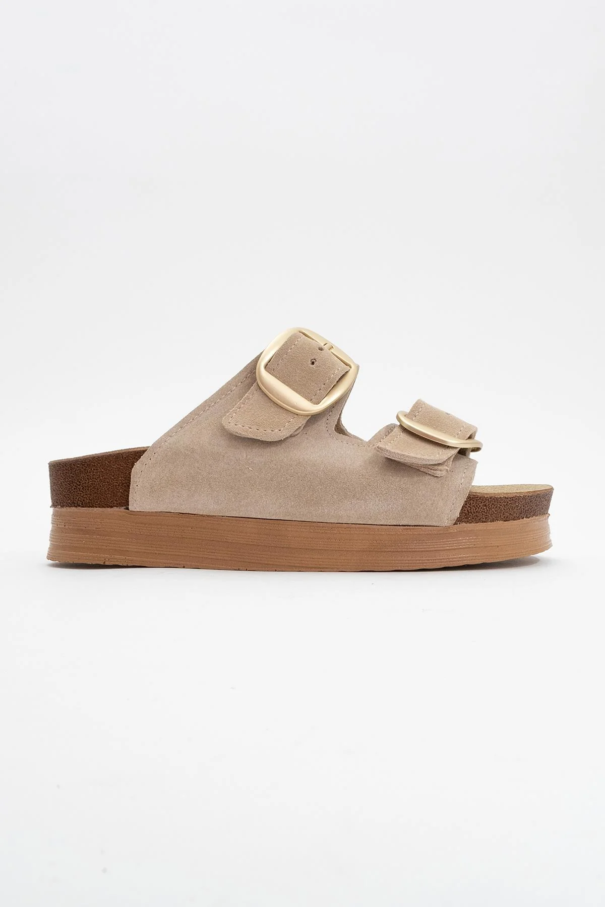 Harbor - Beige Suede Leather Two-Strap Sandal (Women) - Image 5