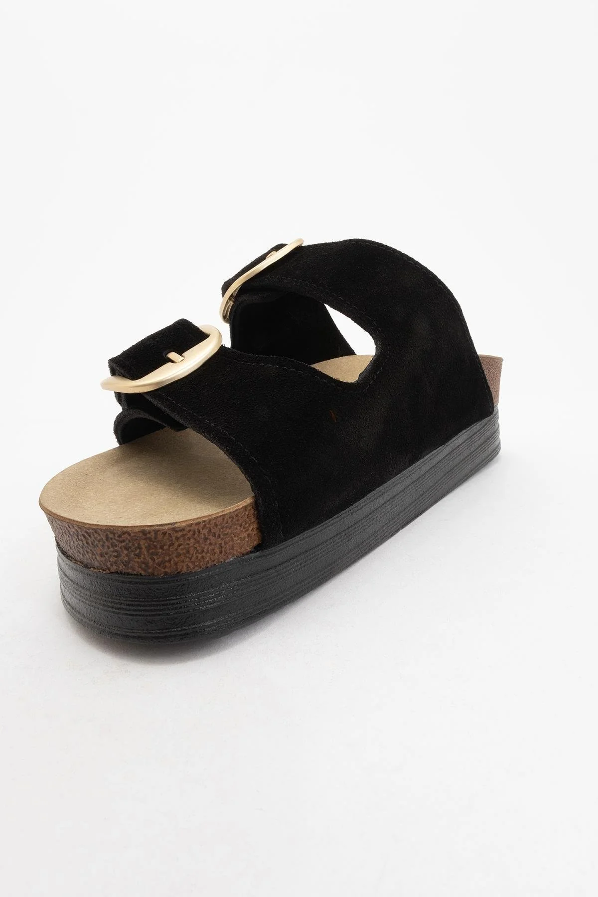 Harbor - Black Suede Leather Two-Strap Sandal (Women) - Image 3