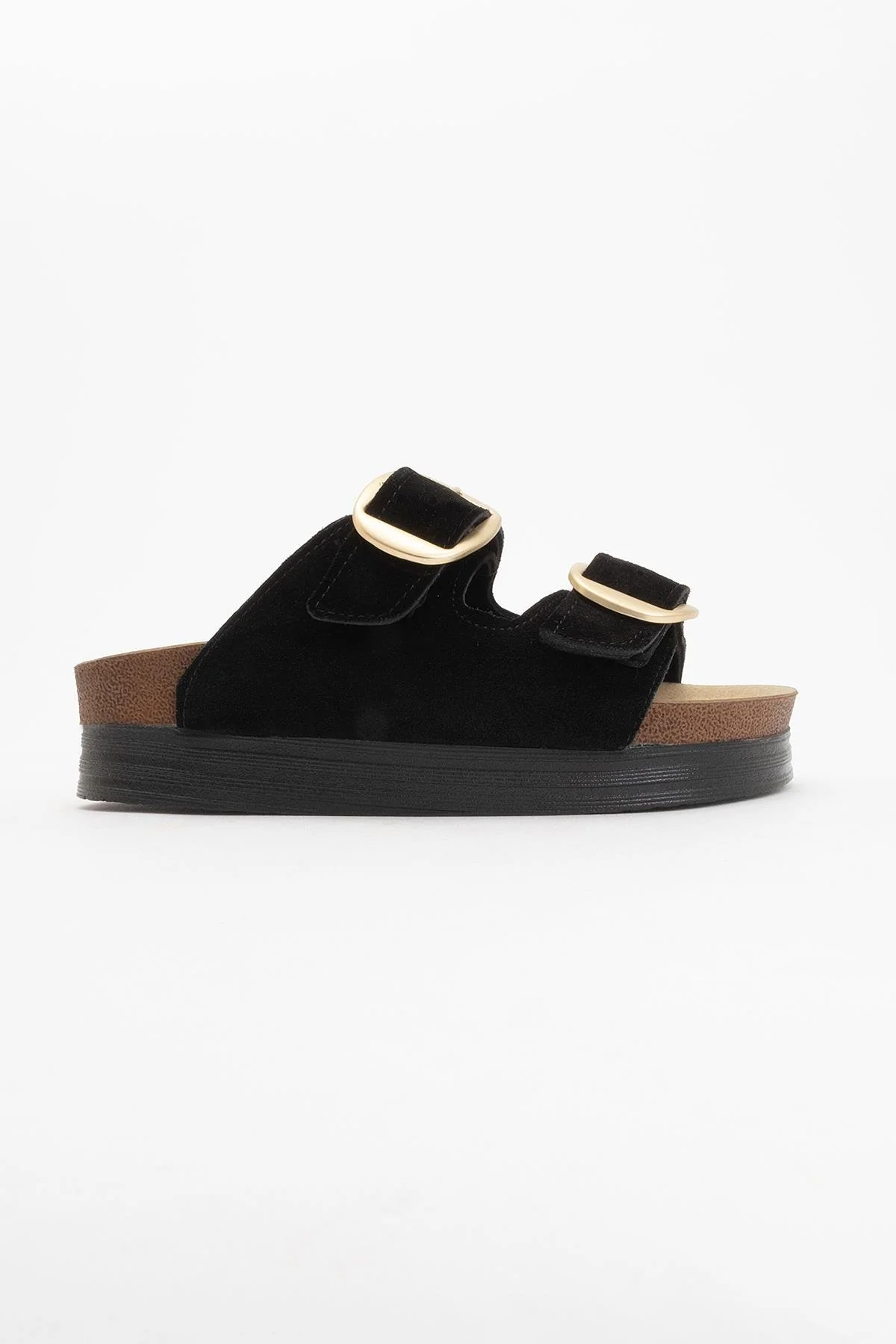 Harbor - Black Suede Leather Two-Strap Sandal (Women) - Image 5