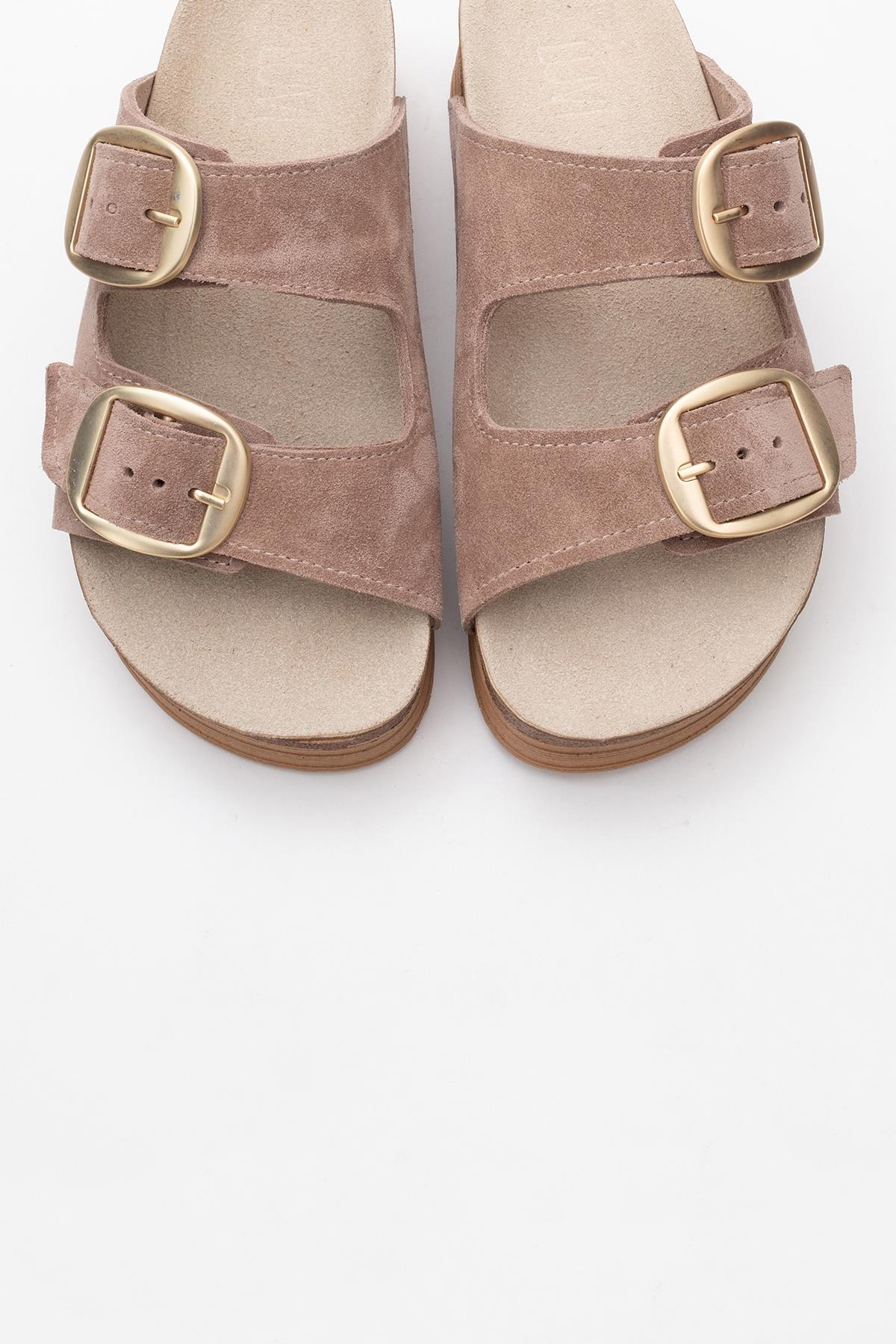 Harbor - Sand Suede Leather Two-Strap Sandal (Women) - Image 2
