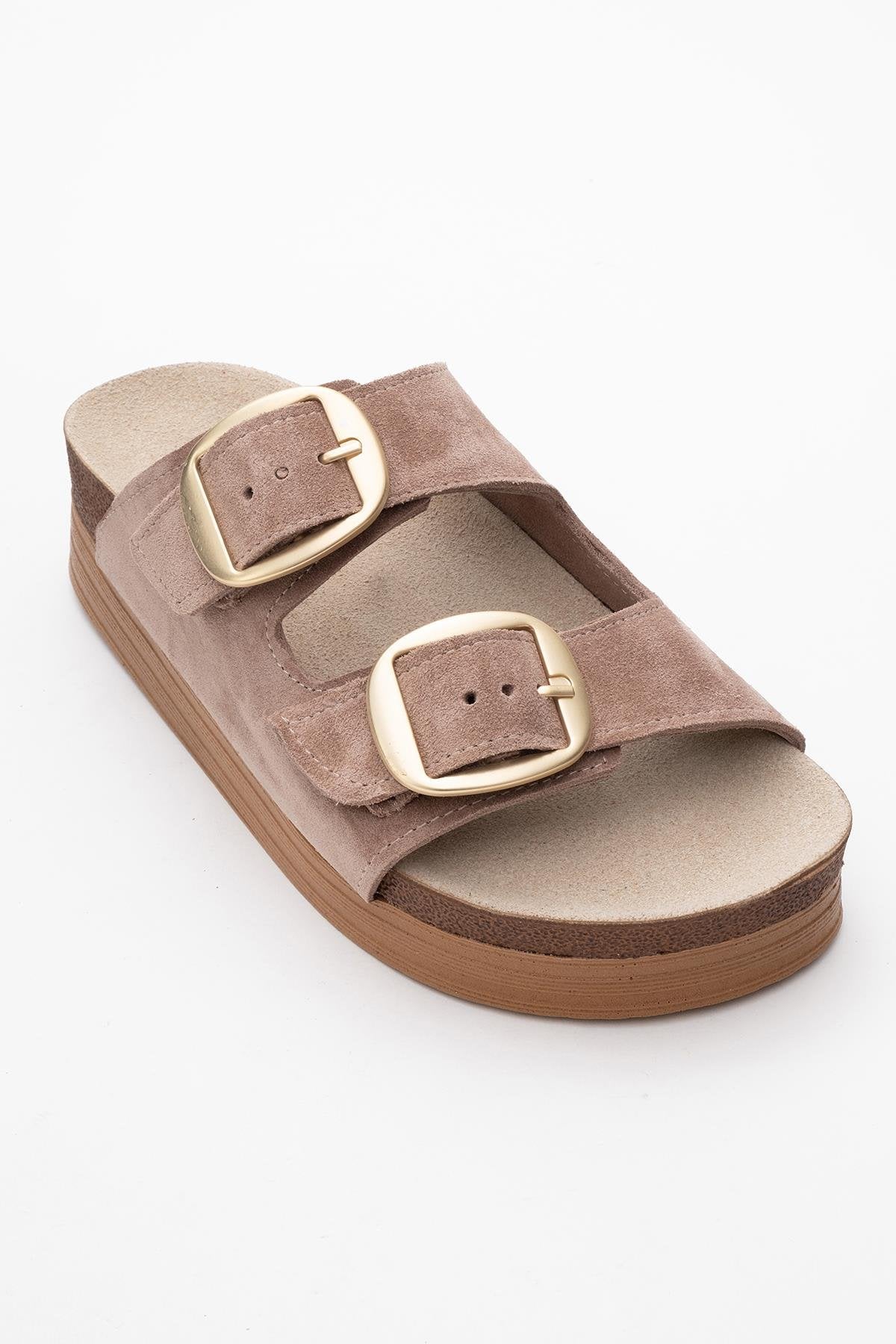 Harbor - Sand Suede Leather Two-Strap Sandal (Women) - Image 3