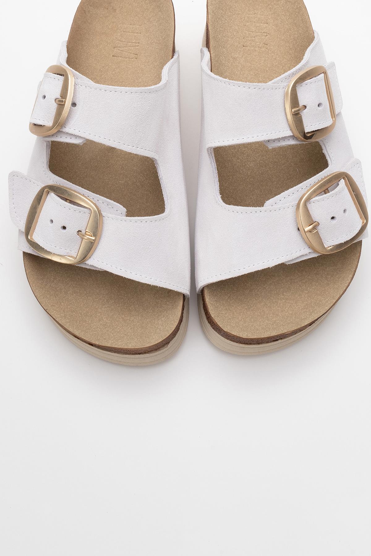 Harbor - White Suede Leather Two-Strap Sandal (Women) - Image 2