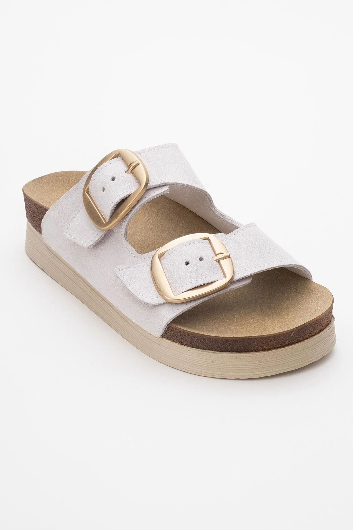 Harbor - White Suede Leather Two-Strap Sandal (Women) - Image 3