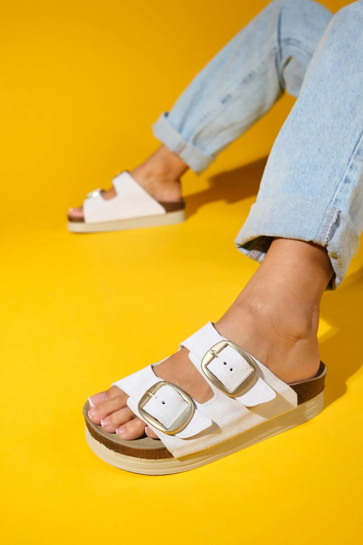 Harbor - White Suede Leather Two-Strap Sandal (Women) - Image 7