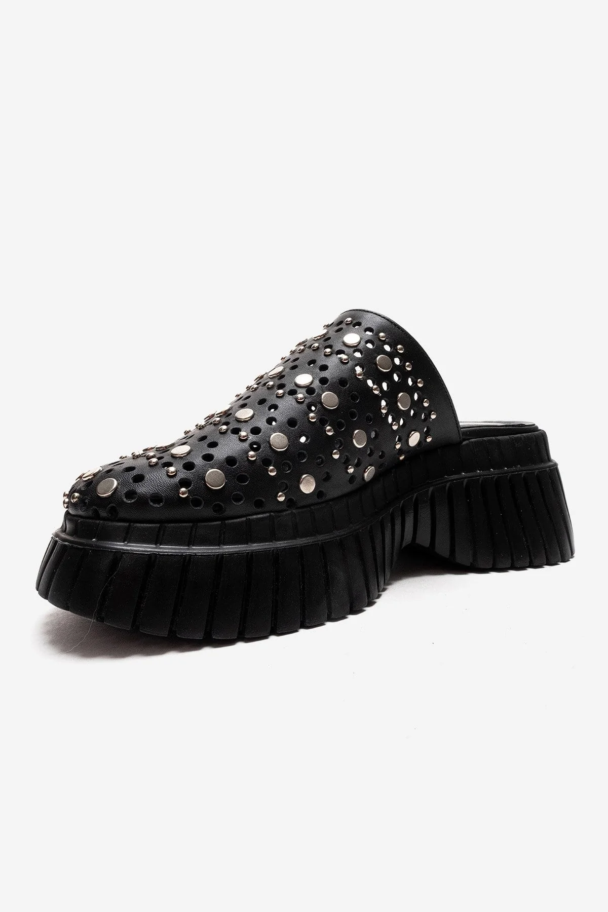HARLOW - Black Genuine Leather Platform Slide (Women) - Image 6