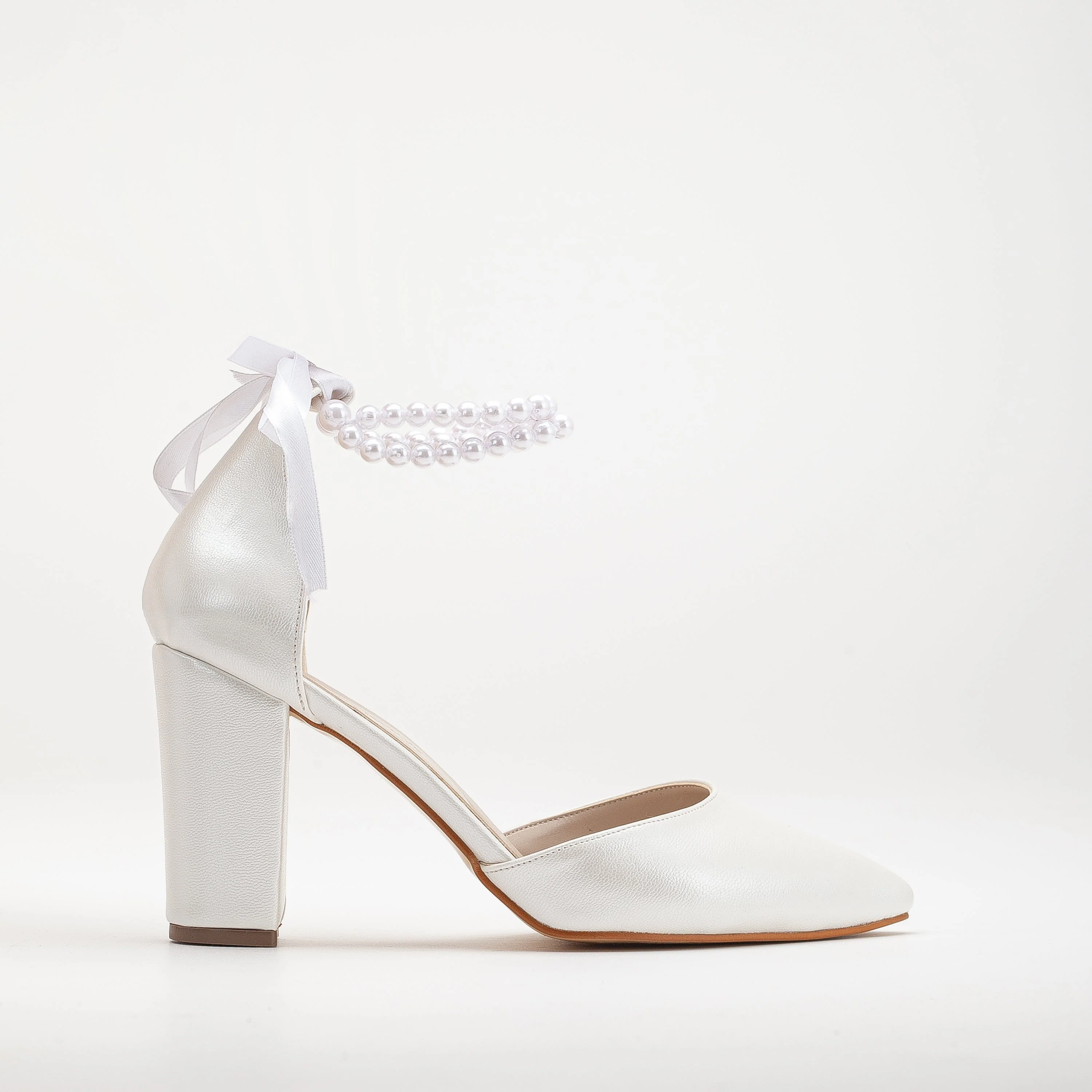 Hazel - Ivory Wedding Heels with Pearls