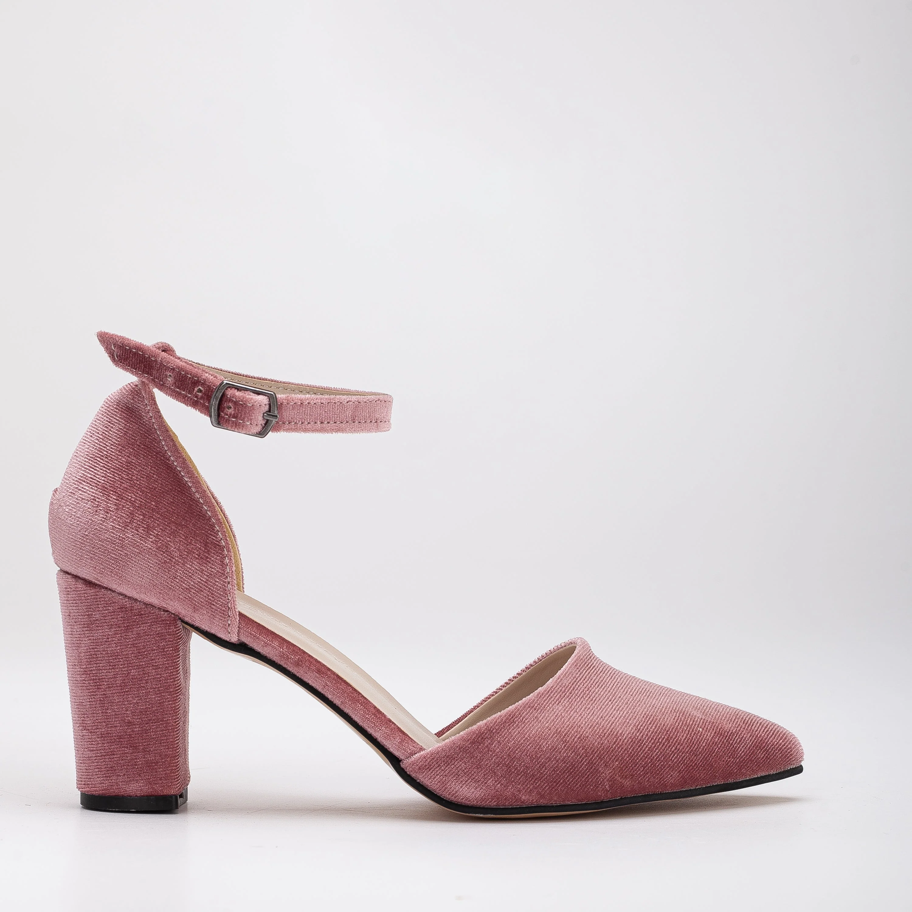 Hazel - Rose Velvet Shoes with Pearls - Image 6