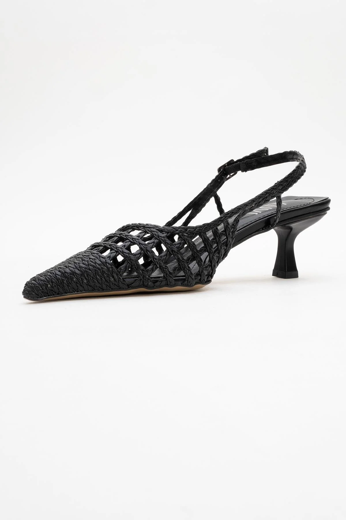 Heaven - Black Knitted Open-Back Slingback Low Heel Shoe (Women) - Image 4