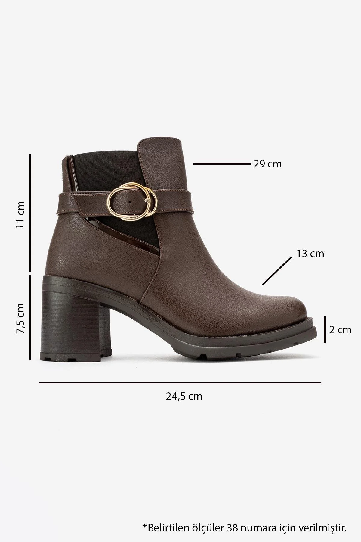 HEİLE - Brown Buckled Block Heel Boot (Women) - Image 6