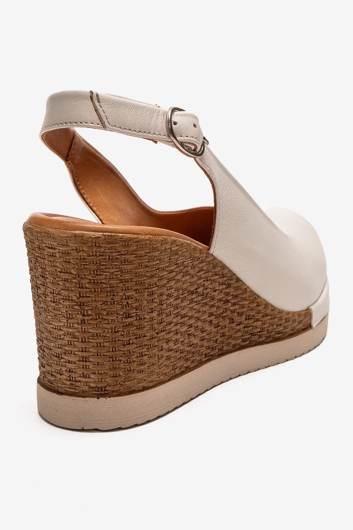 HELINA - Beige Genuine Leather Wedge Sandal (Women) - Image 5