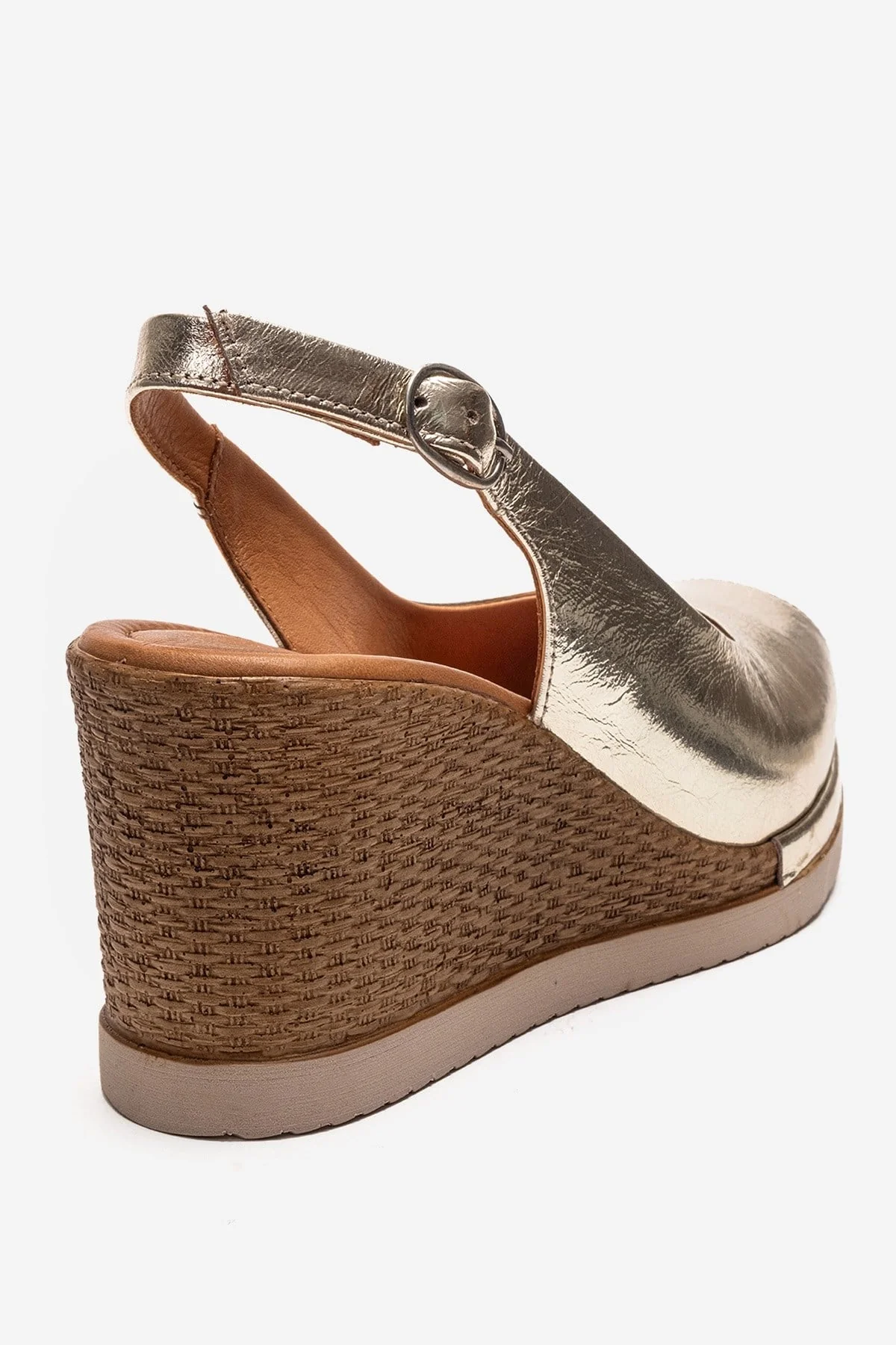 HELINA - Gold Genuine Leather Wedge Sandal (Women) - Image 5