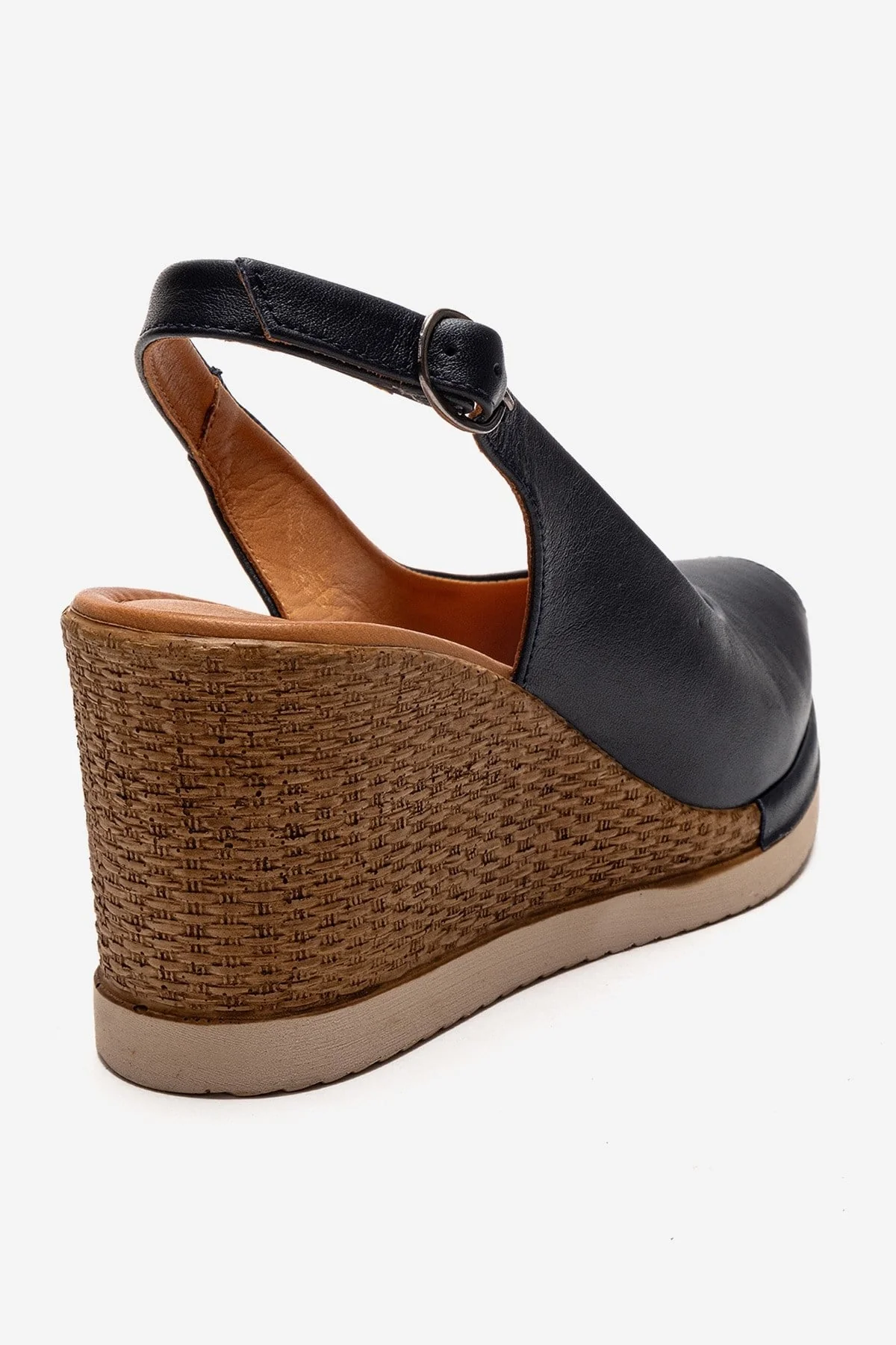 HELINA - Navy Genuine Leather Wedge Sandal (Women) - Image 5