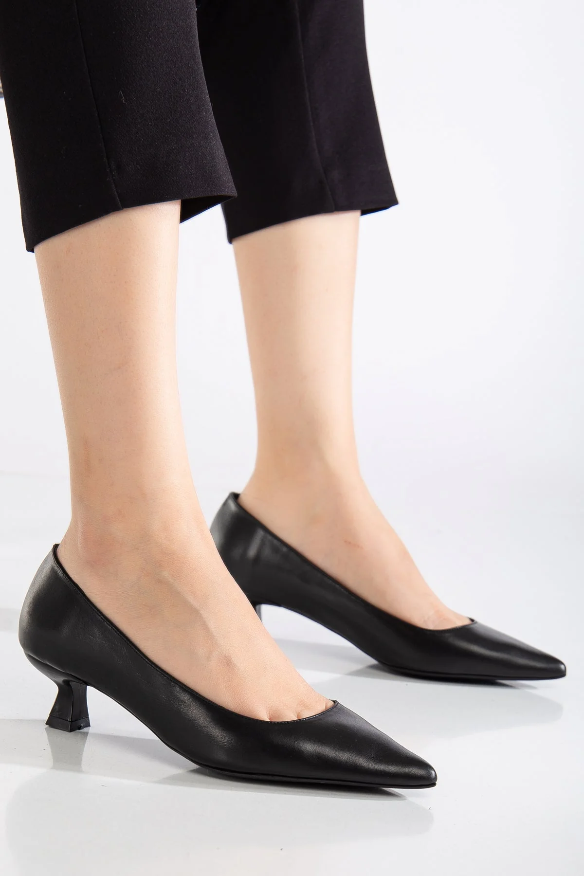 Helly - Black Leather Stiletto Pumps (Women) - Image 3