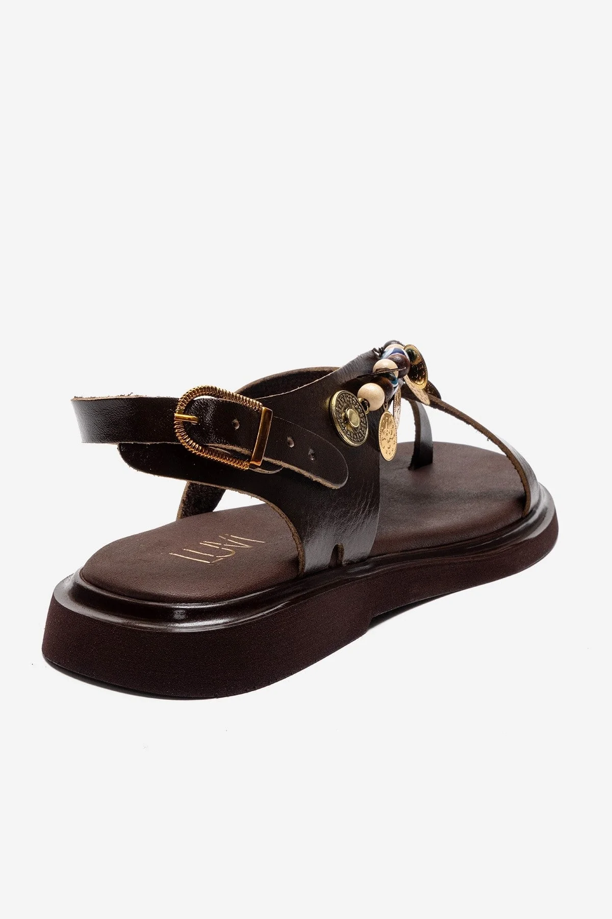 HUSH - Brown Genuine Leather Beaded Toe-Post Sandal (Women) - Image 5