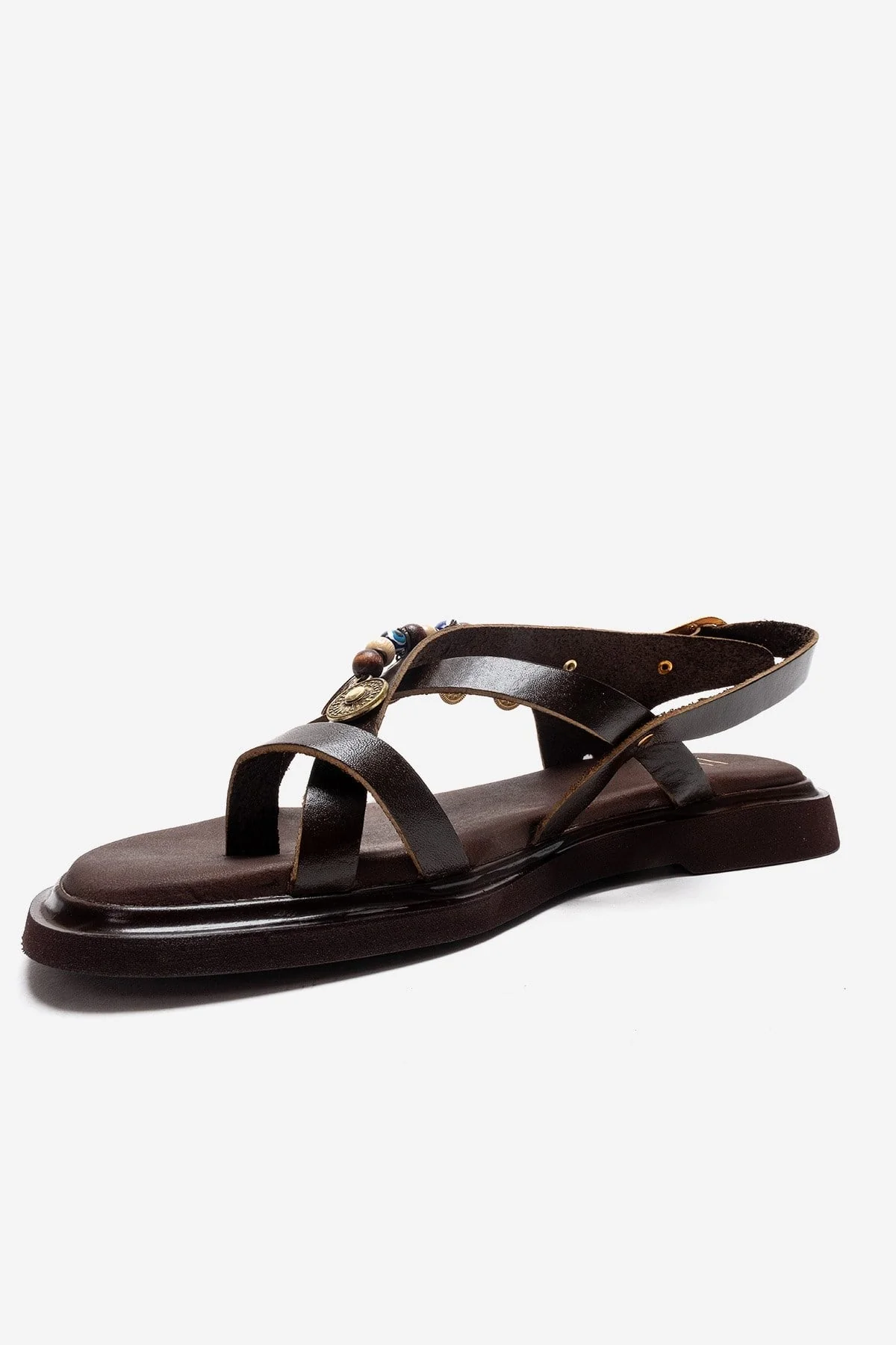 HUSH - Brown Genuine Leather Beaded Toe-Post Sandal (Women) - Image 6