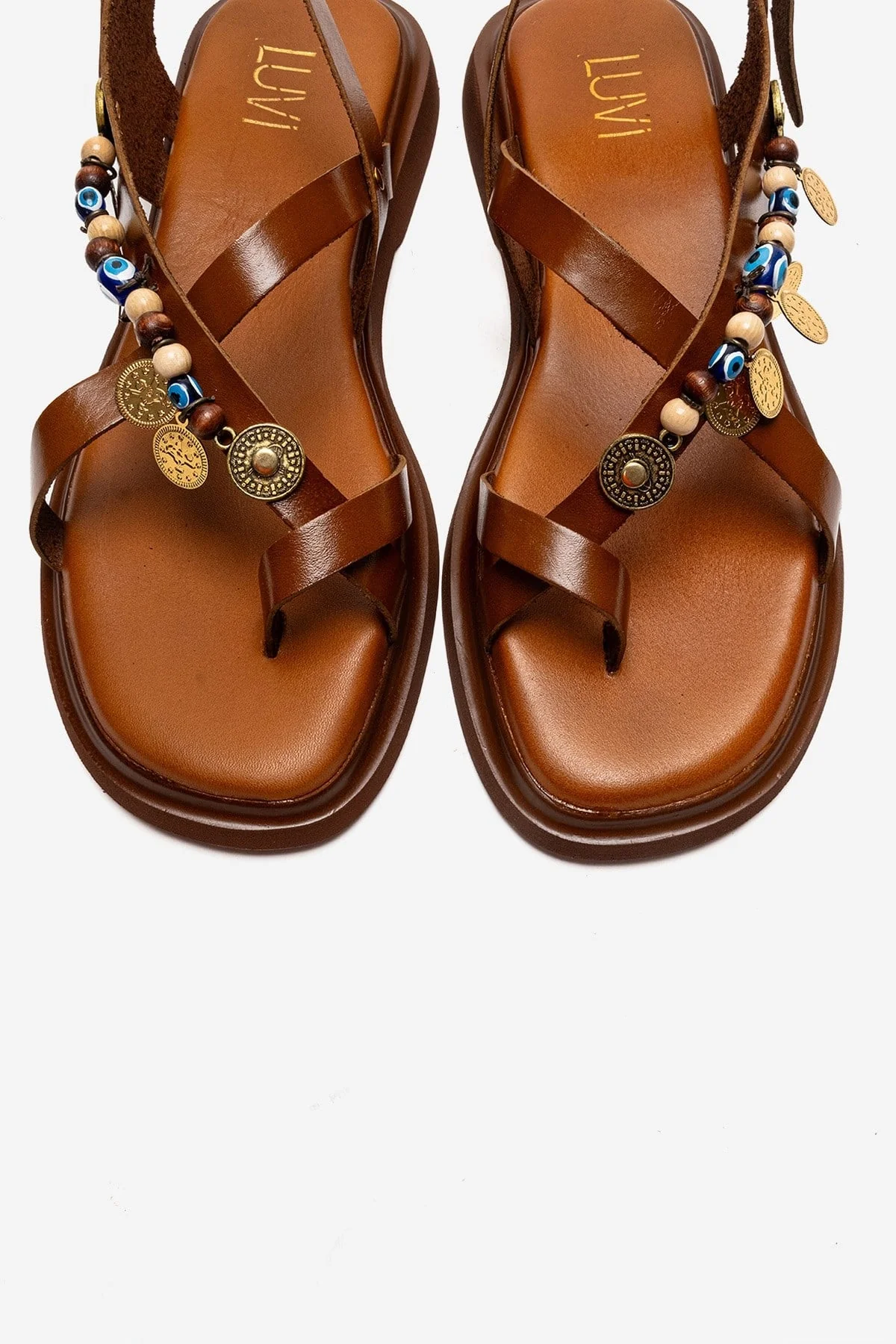 HUSH - Cognac Genuine Leather Beaded Toe-Post Sandal (Women) - Image 2